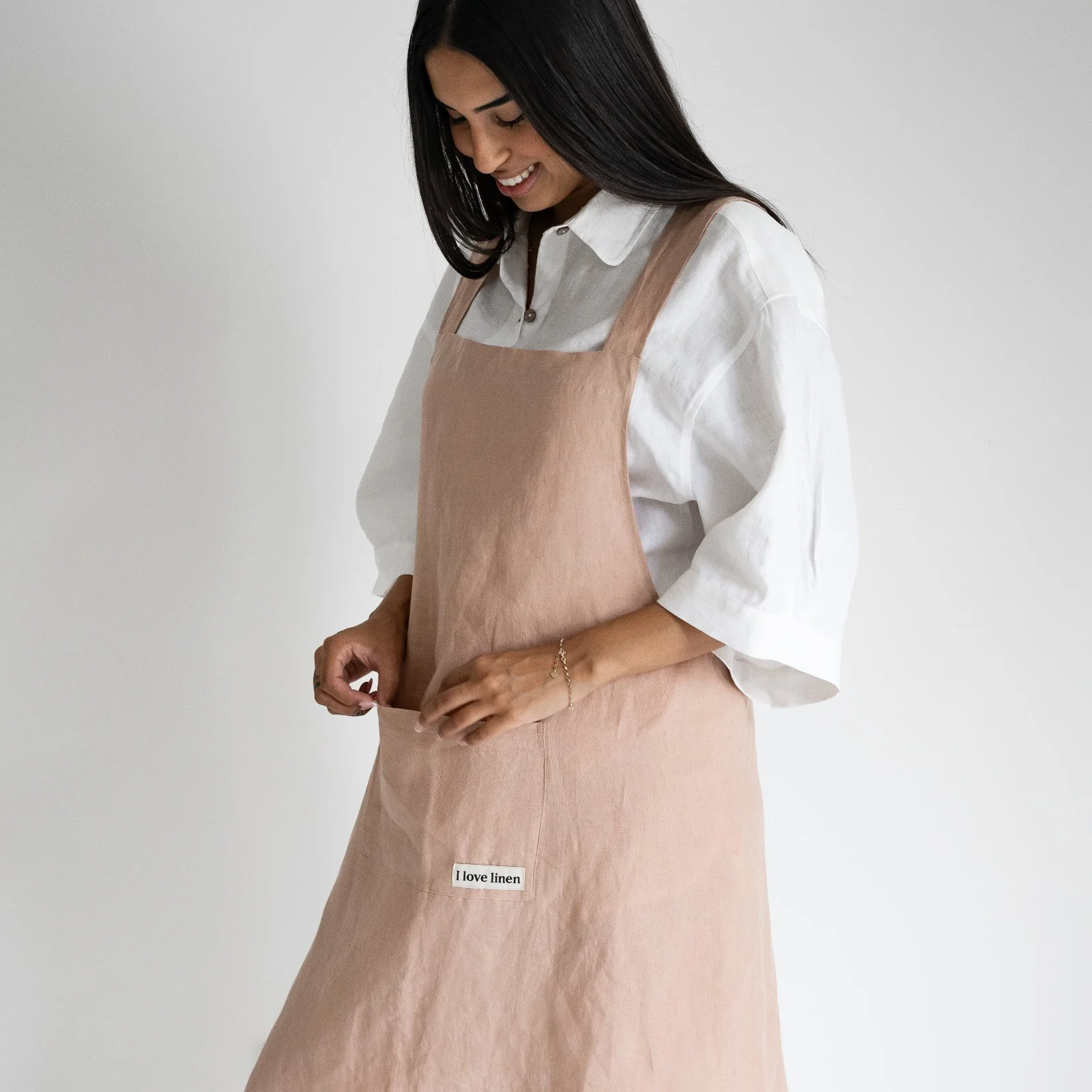 French Flax Linen Apron in Clay - Image 3