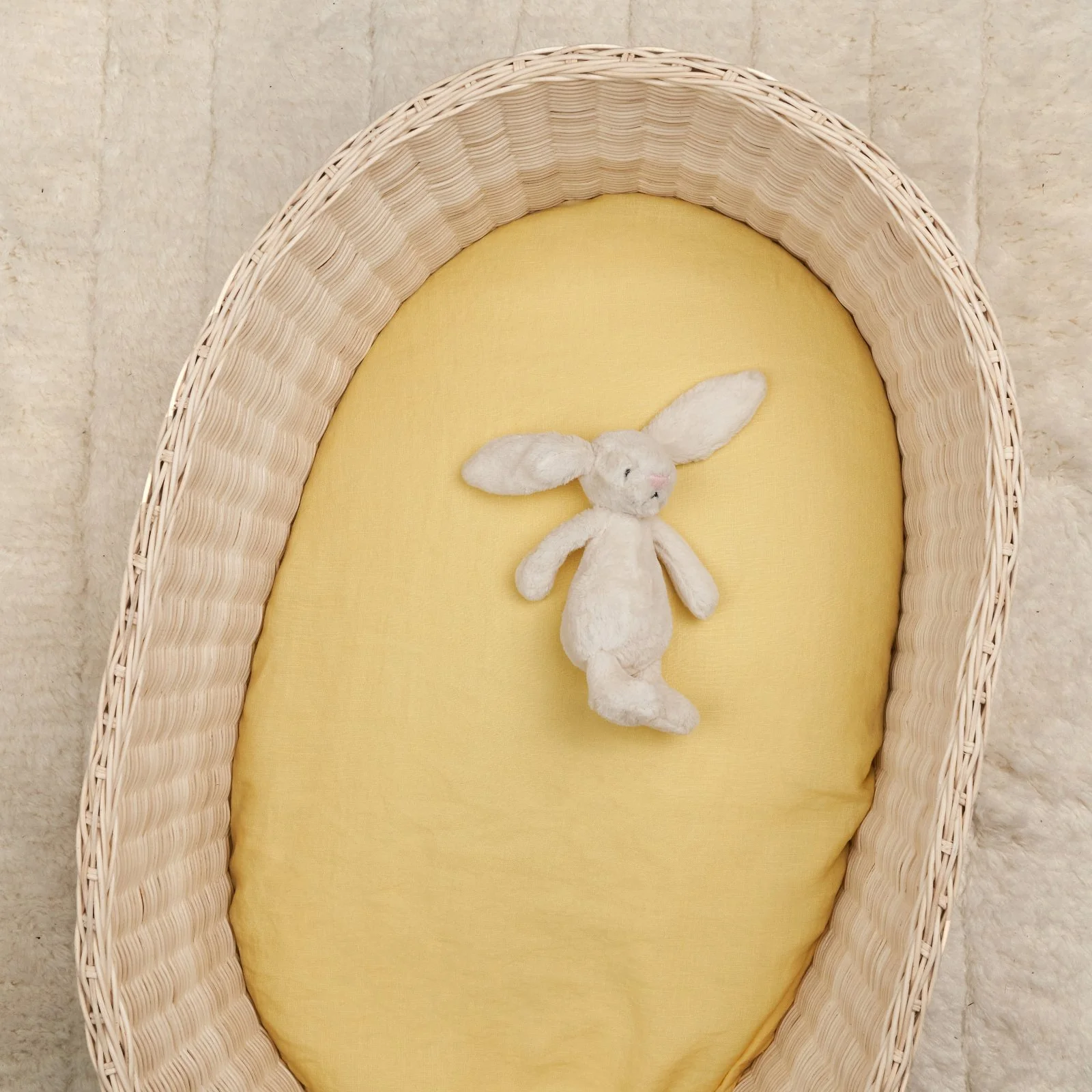 French Flax Linen Bassinet Sheet in Daisy - Image 3