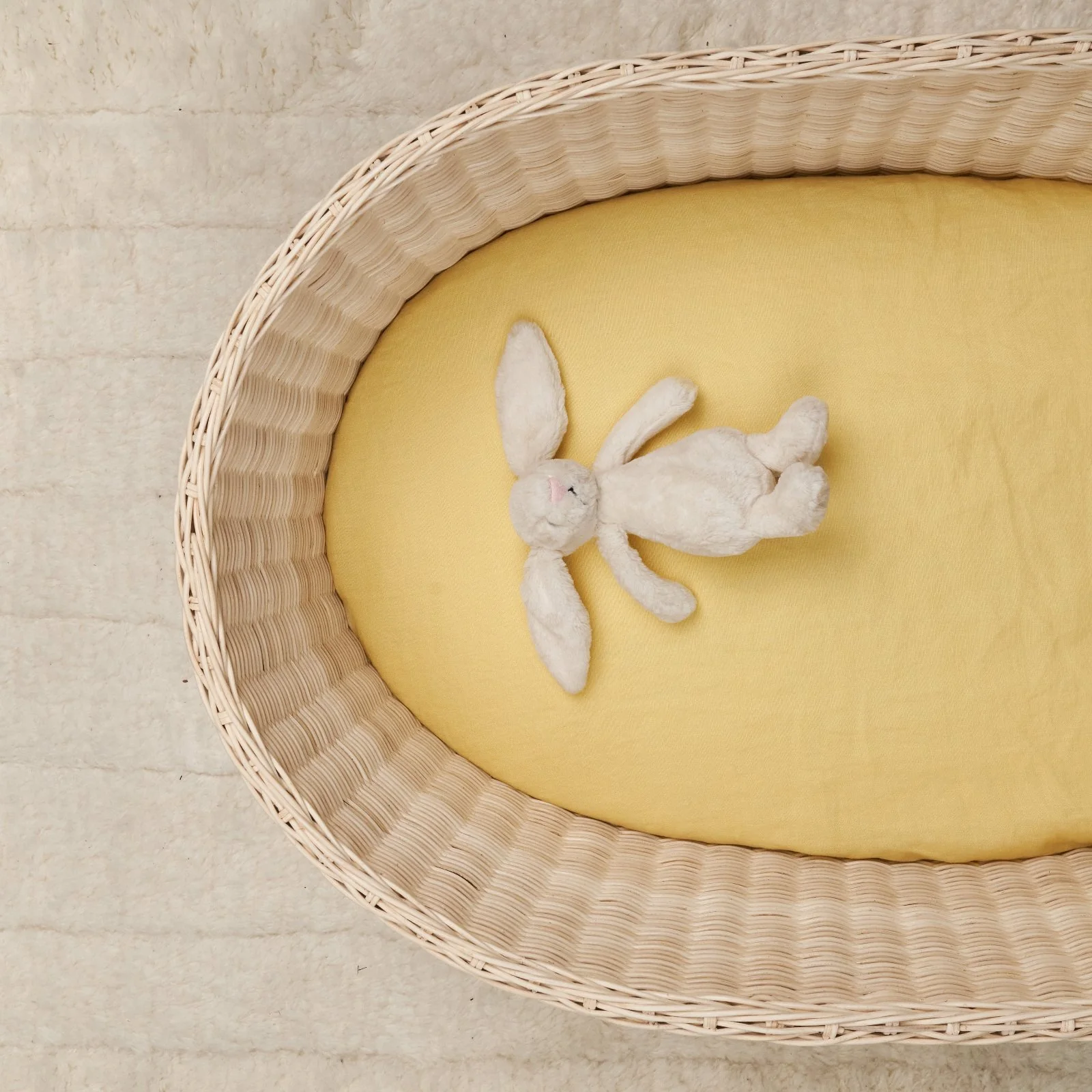 French Flax Linen Bassinet Sheet in Daisy - Image 4
