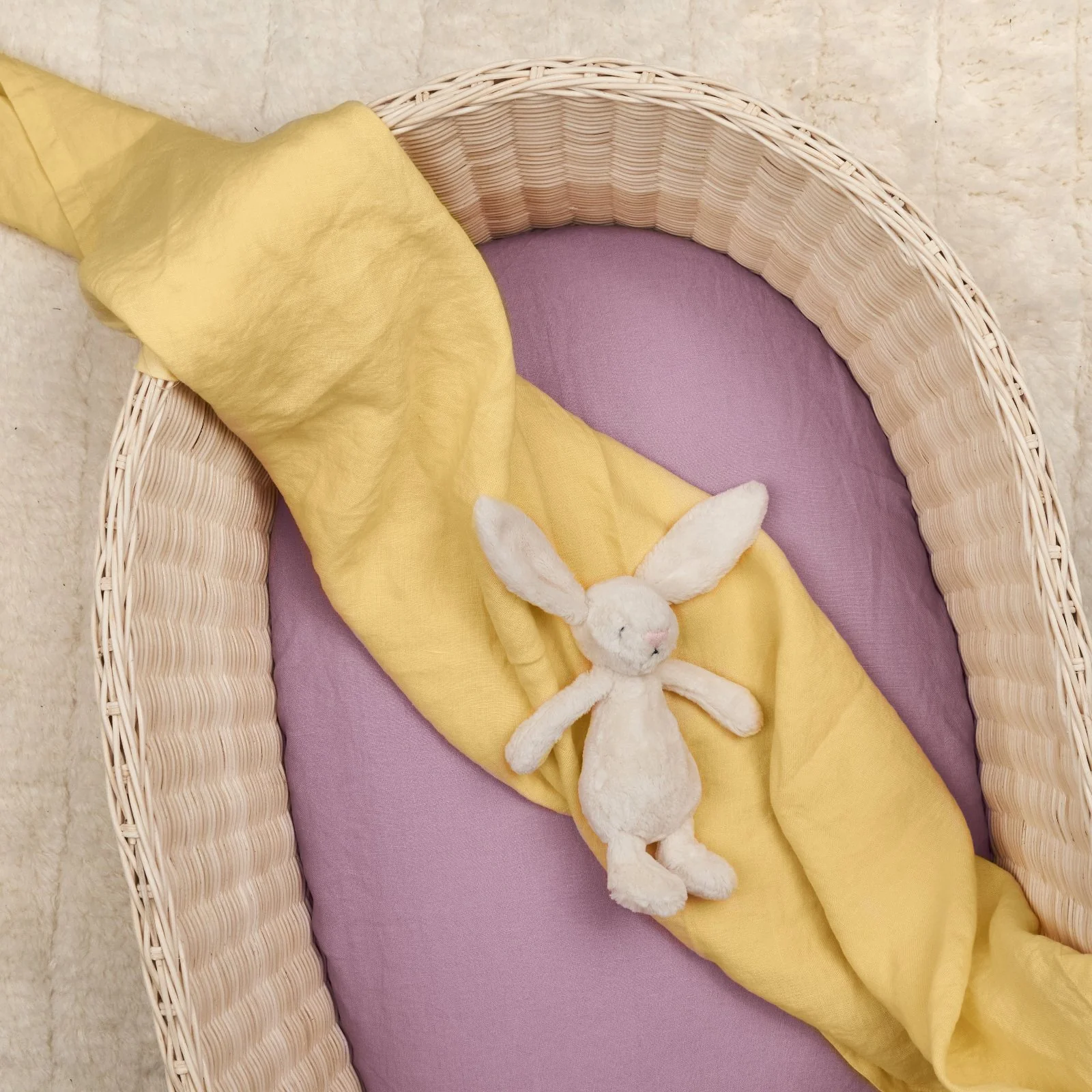 French Flax Linen Bassinet Sheet in Lilac - Image 6