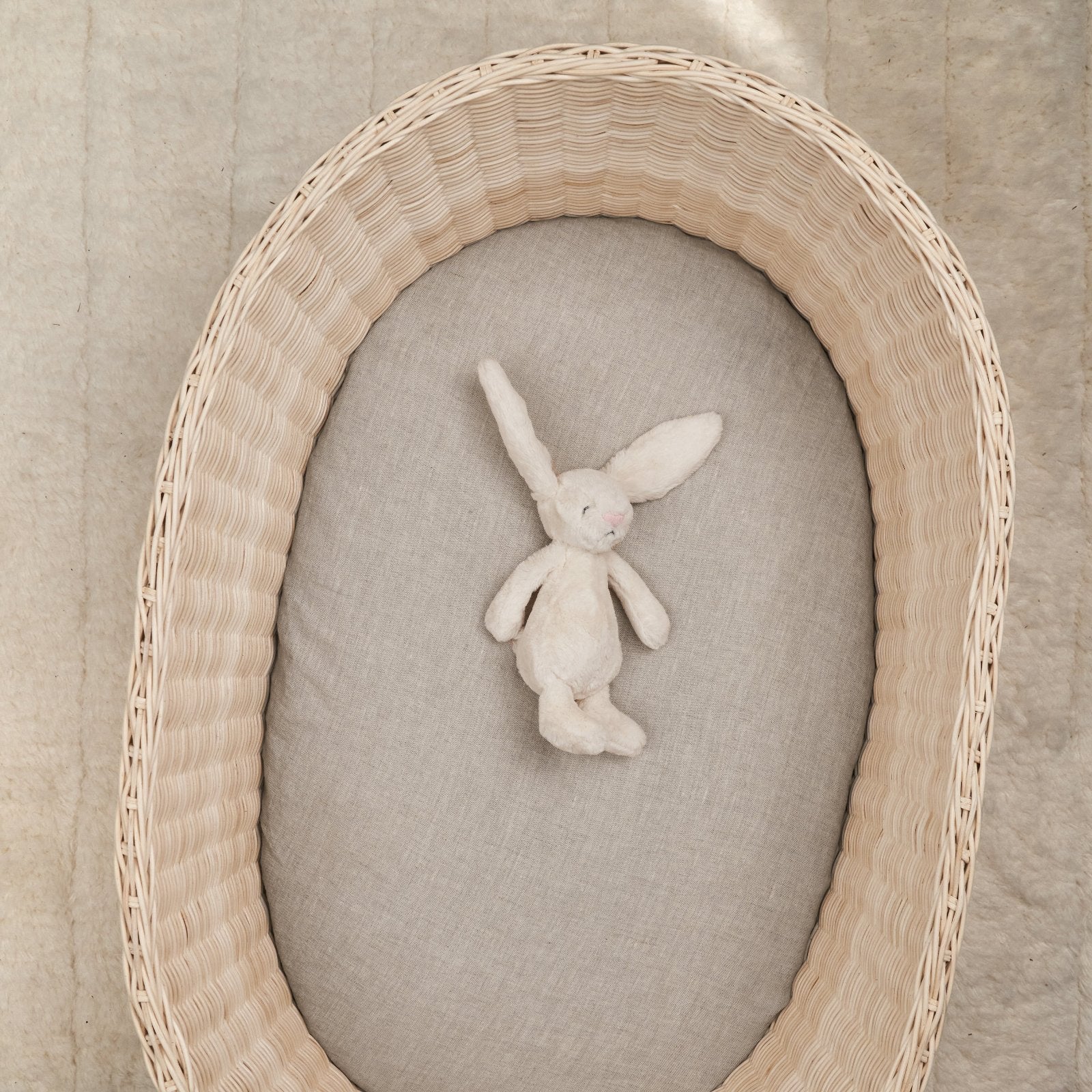 French Flax Linen Bassinet Sheet in Natural - Image 3