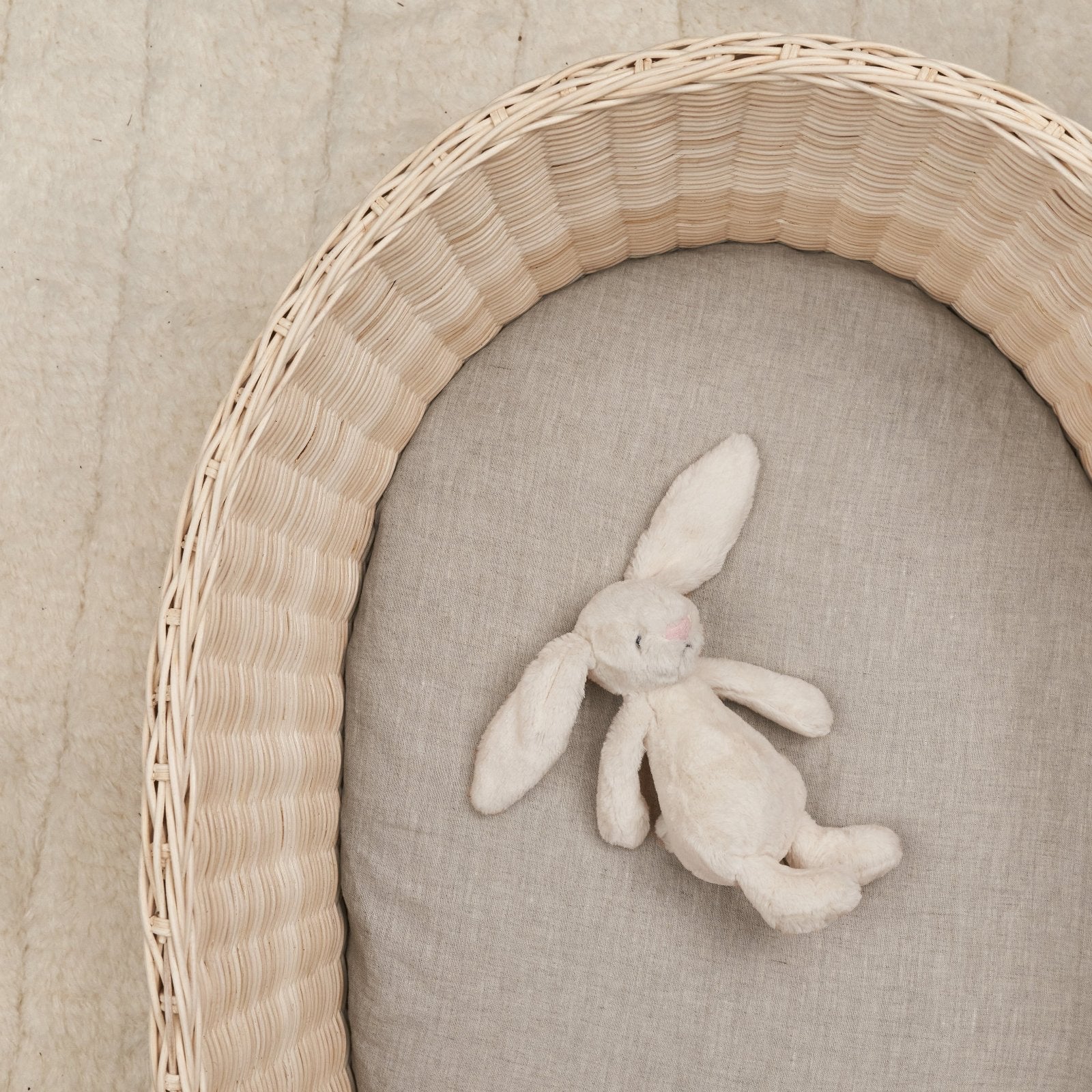 French Flax Linen Bassinet Sheet in Natural - Image 4