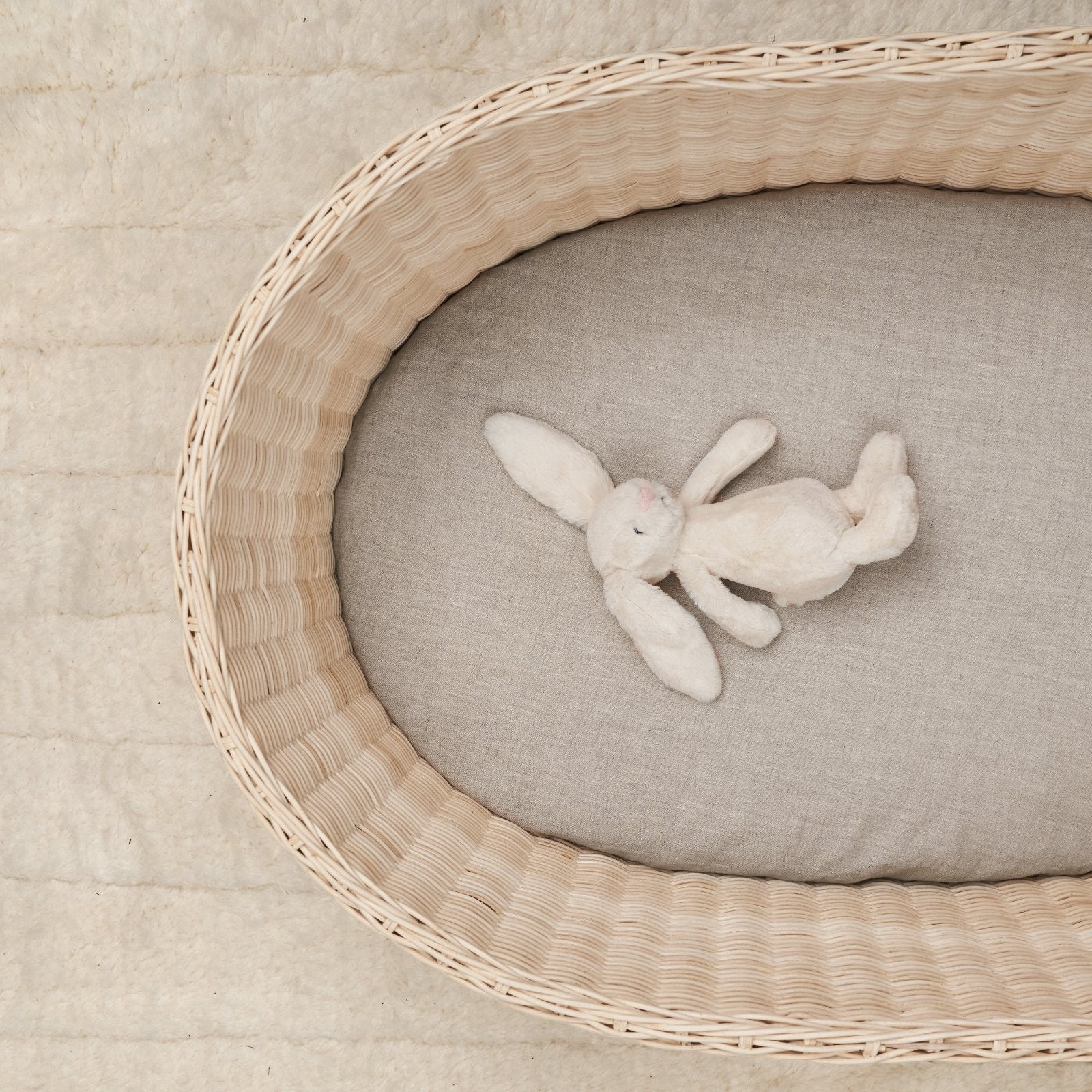 French Flax Linen Bassinet Sheet in Natural - Image 5