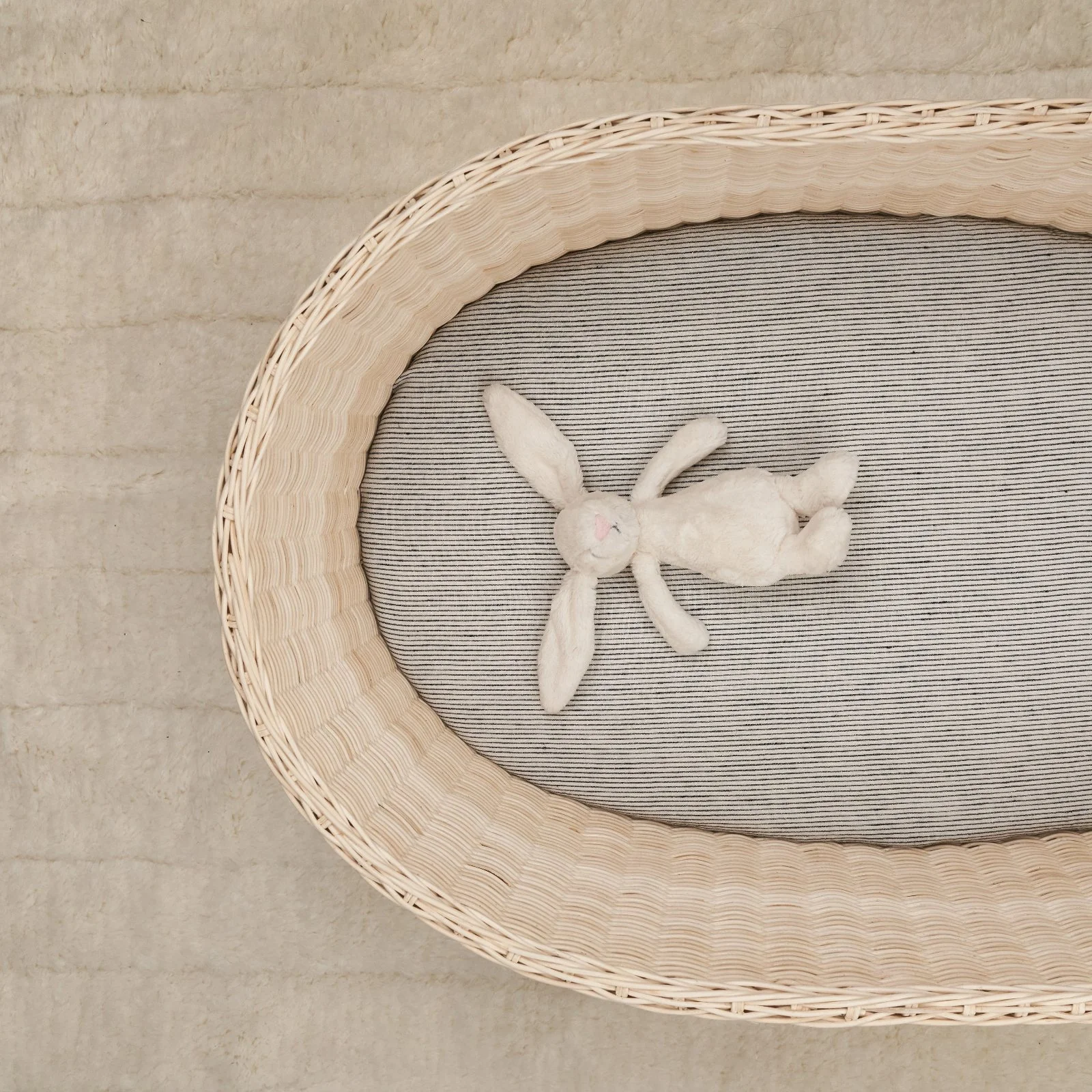 French Flax Linen Bassinet Sheet in Pinstripe - Image 4