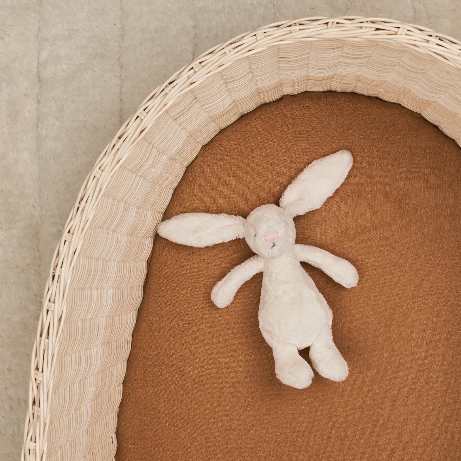 French Flax Linen Bassinet Sheet in Sandalwood - Image 4