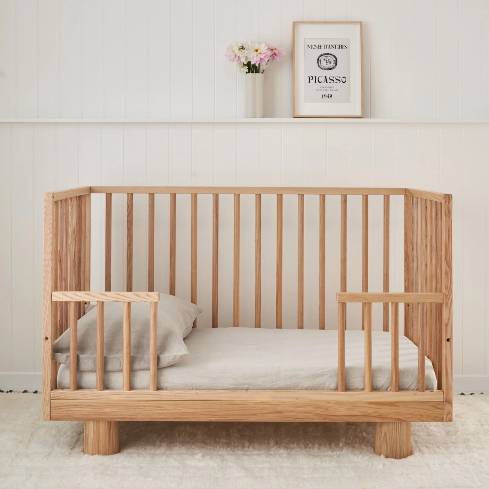 French Flax Linen Cot Sheet in Natural