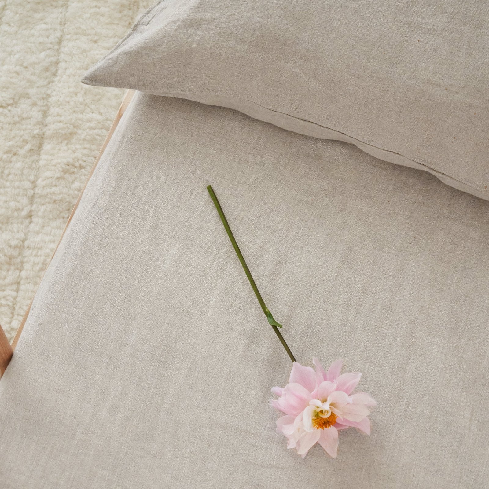 French Flax Linen Cot Sheet in Natural - Image 3