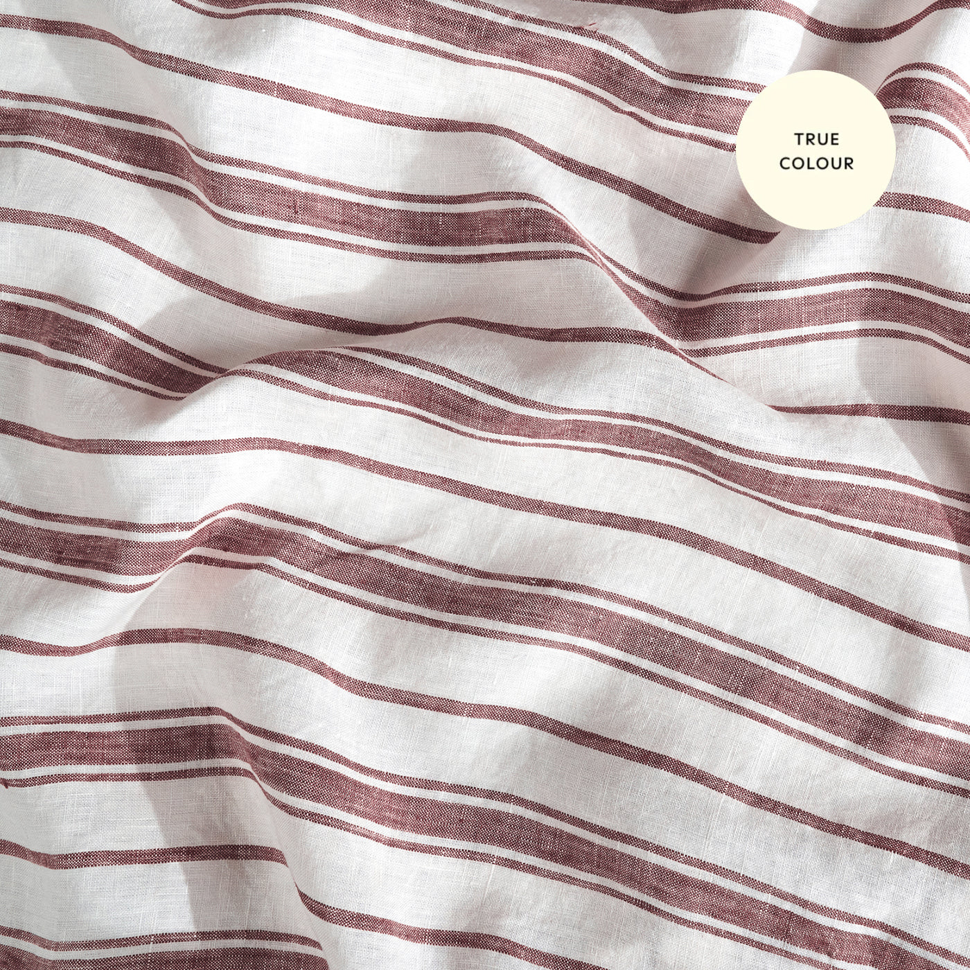 French Flax Linen Double Sided Quilt Cover in Cherrywood/Cherrywood Stripe - Image 12