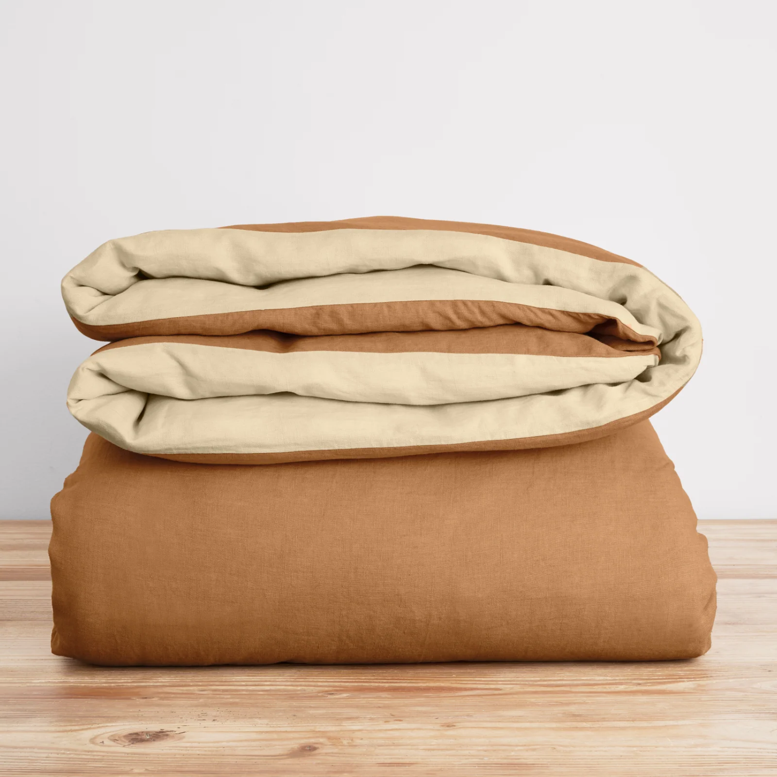French Flax Linen Double Sided Quilt Cover in Creme/Sandalwood