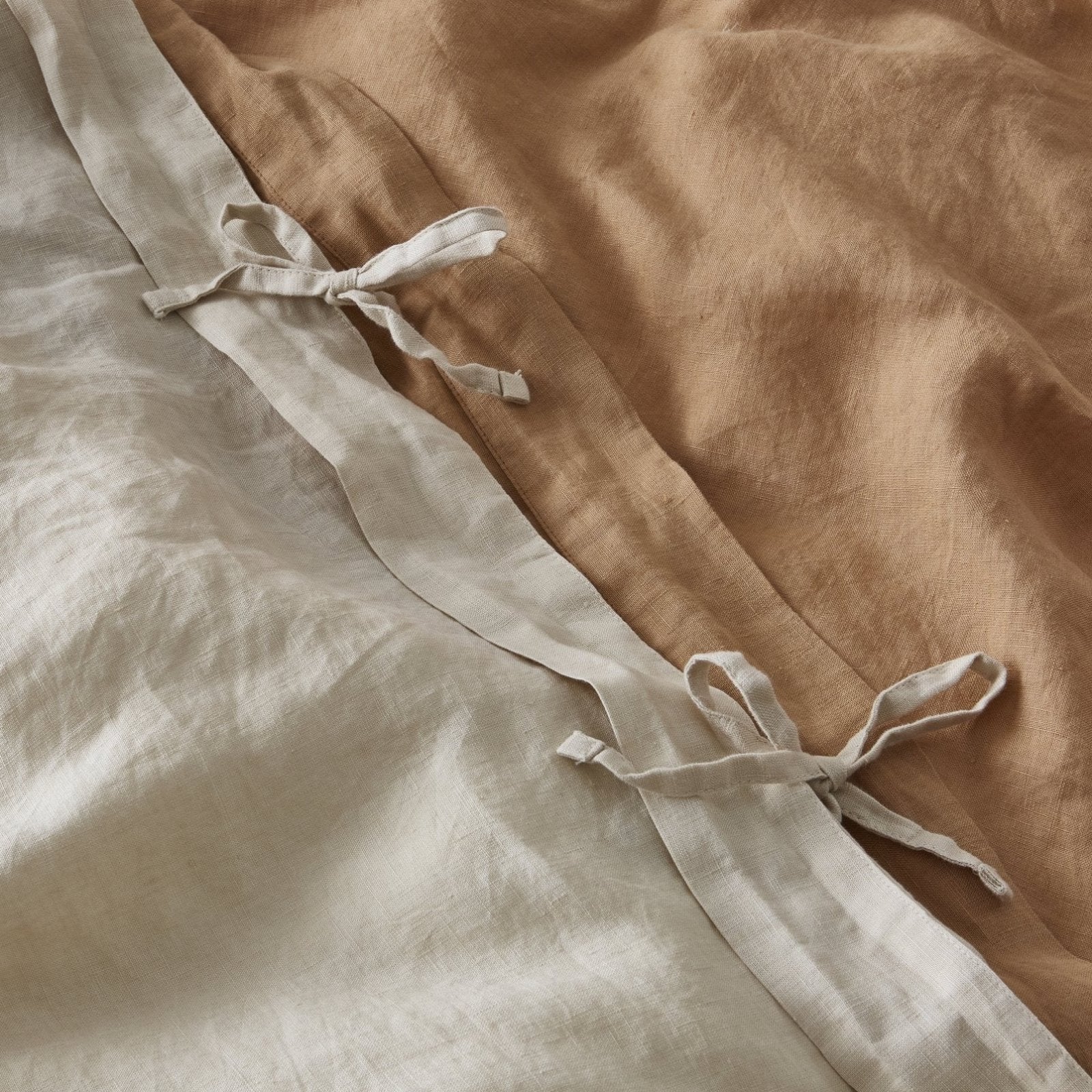 French Flax Linen Double Sided Quilt Cover in Creme/Sandalwood - Image 8