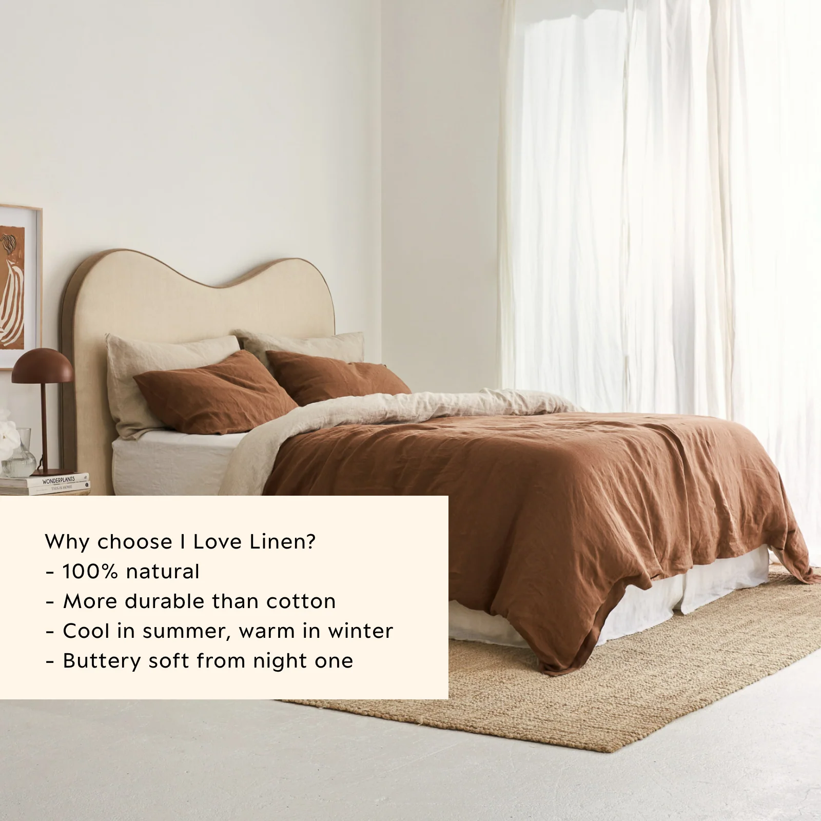 French Flax Linen Double Sided Quilt Cover in Hazelnut/Natural - Image 6