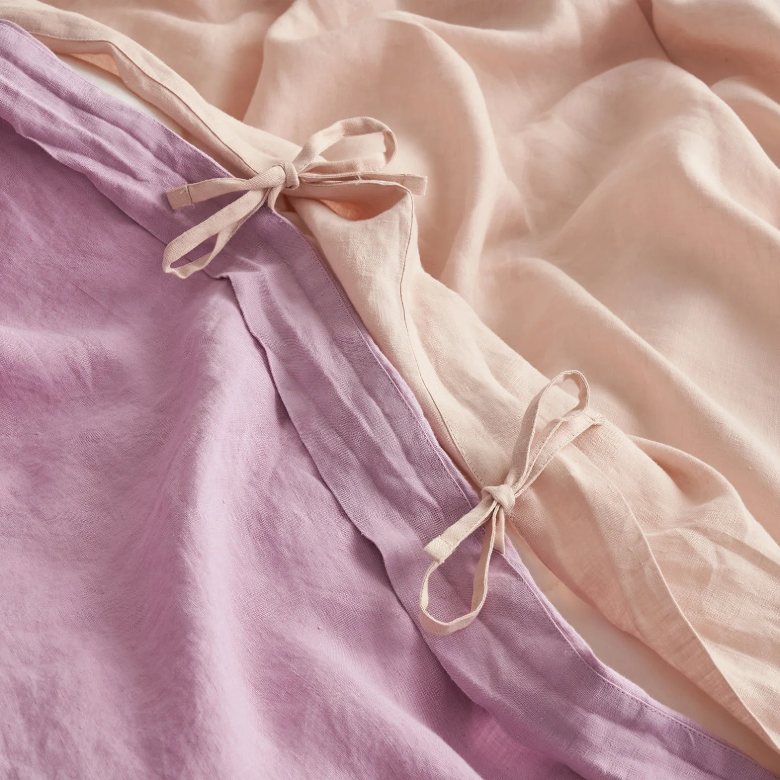 French Flax Linen Double Sided Quilt Cover in Lilac/Blush - Image 9