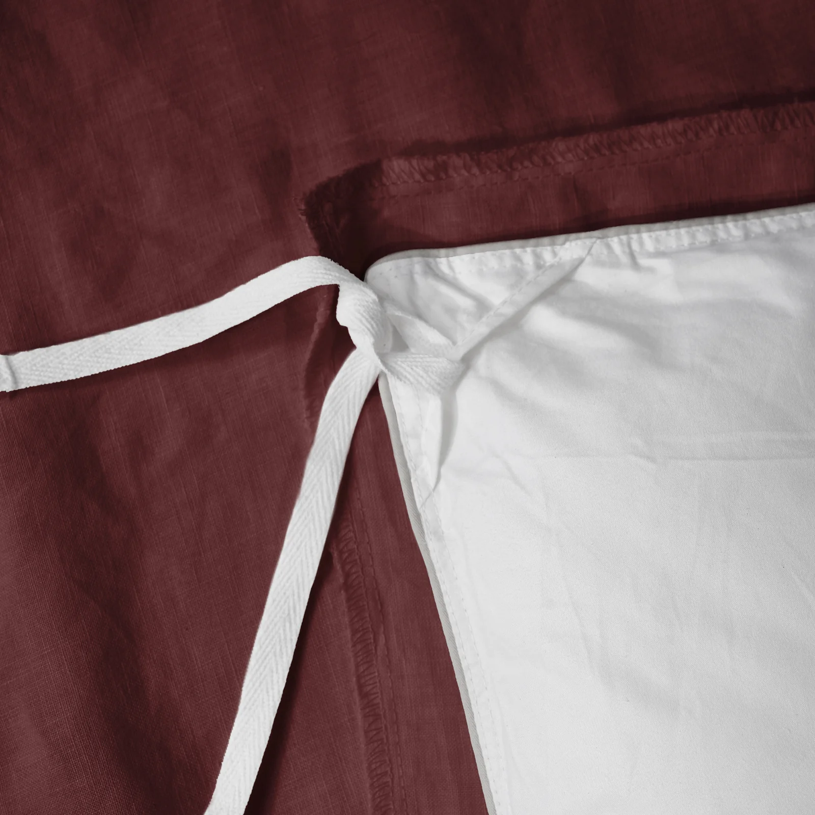 French Flax Linen Double Sided Quilt Cover in Cherrywood/Cherrywood Stripe - Image 14