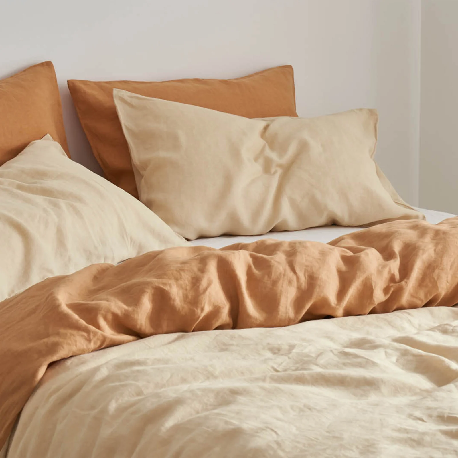 French Flax Linen Double Sided Quilt Cover Set in Creme/Sandalwood - Image 7