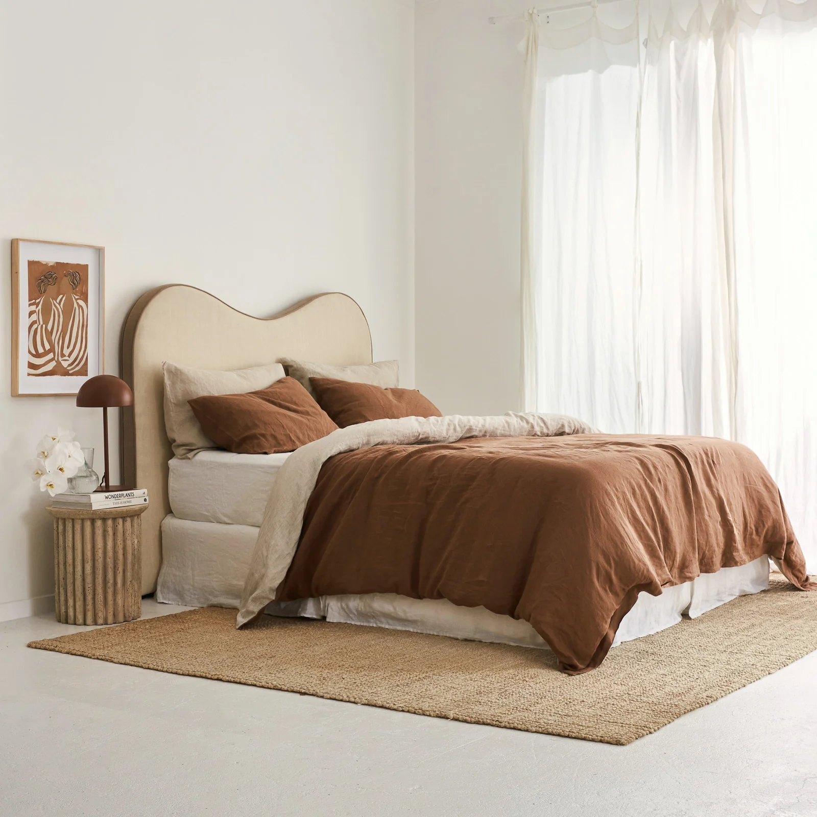 French Flax Linen Double Sided Quilt Cover Set in Hazelnut/Natural - Image 10