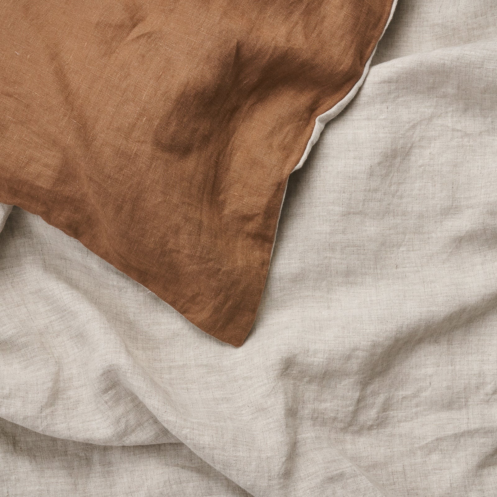 French Flax Linen Double Sided Quilt Cover in Hazelnut/Natural - Image 13