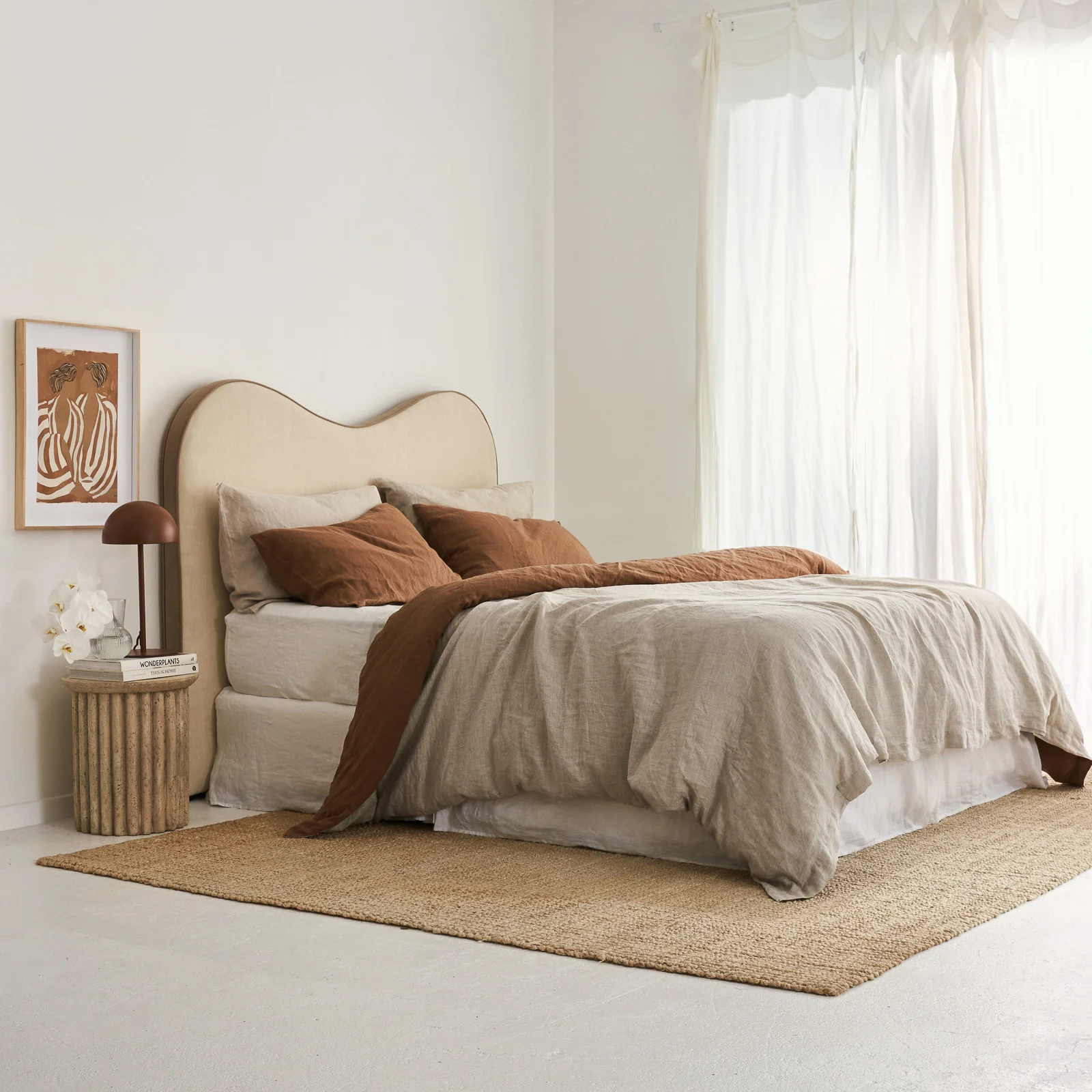 French Flax Linen Double Sided Quilt Cover in Hazelnut/Natural - Image 7