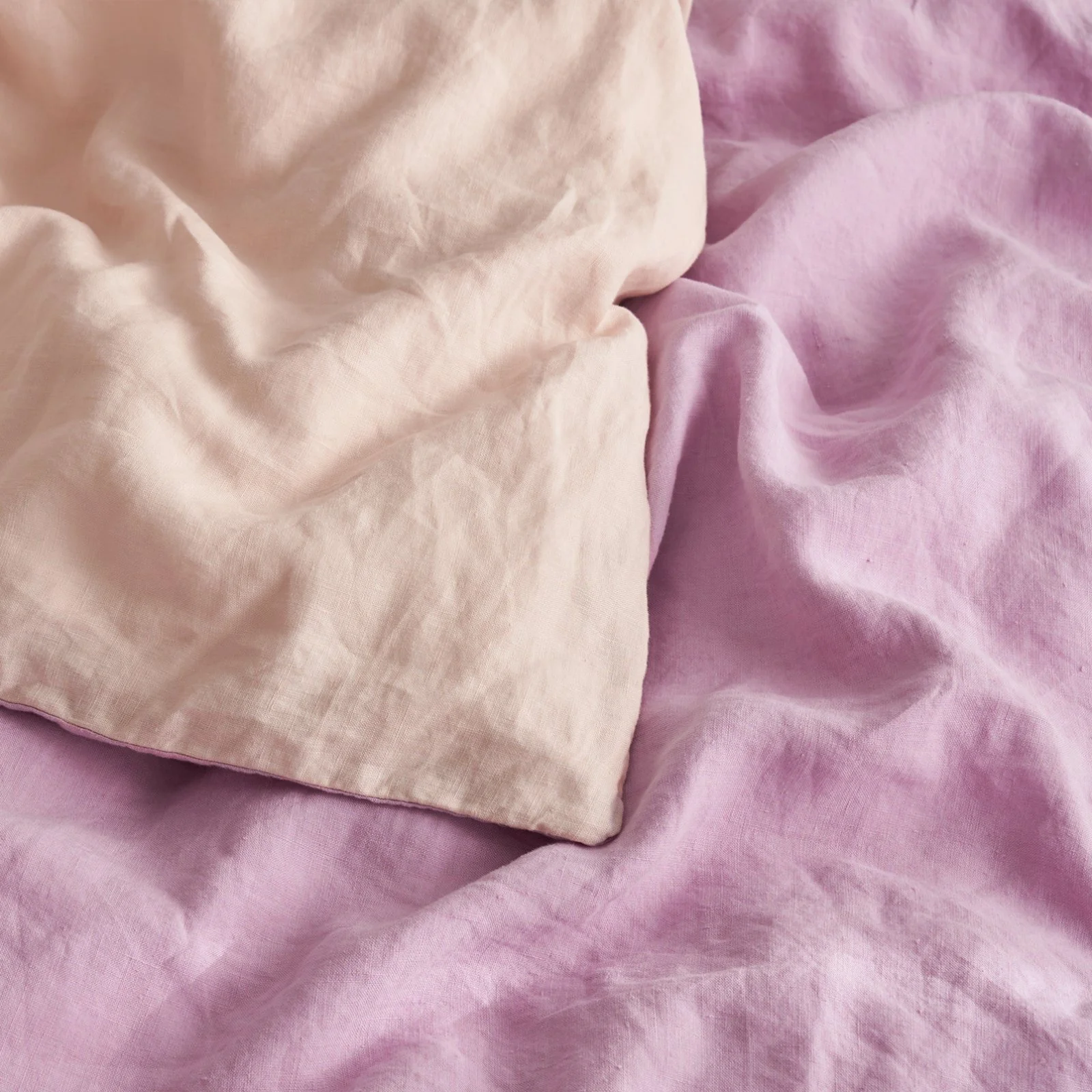 French Flax Linen Double Sided Quilt Cover Set in Lilac/Blush - Image 11