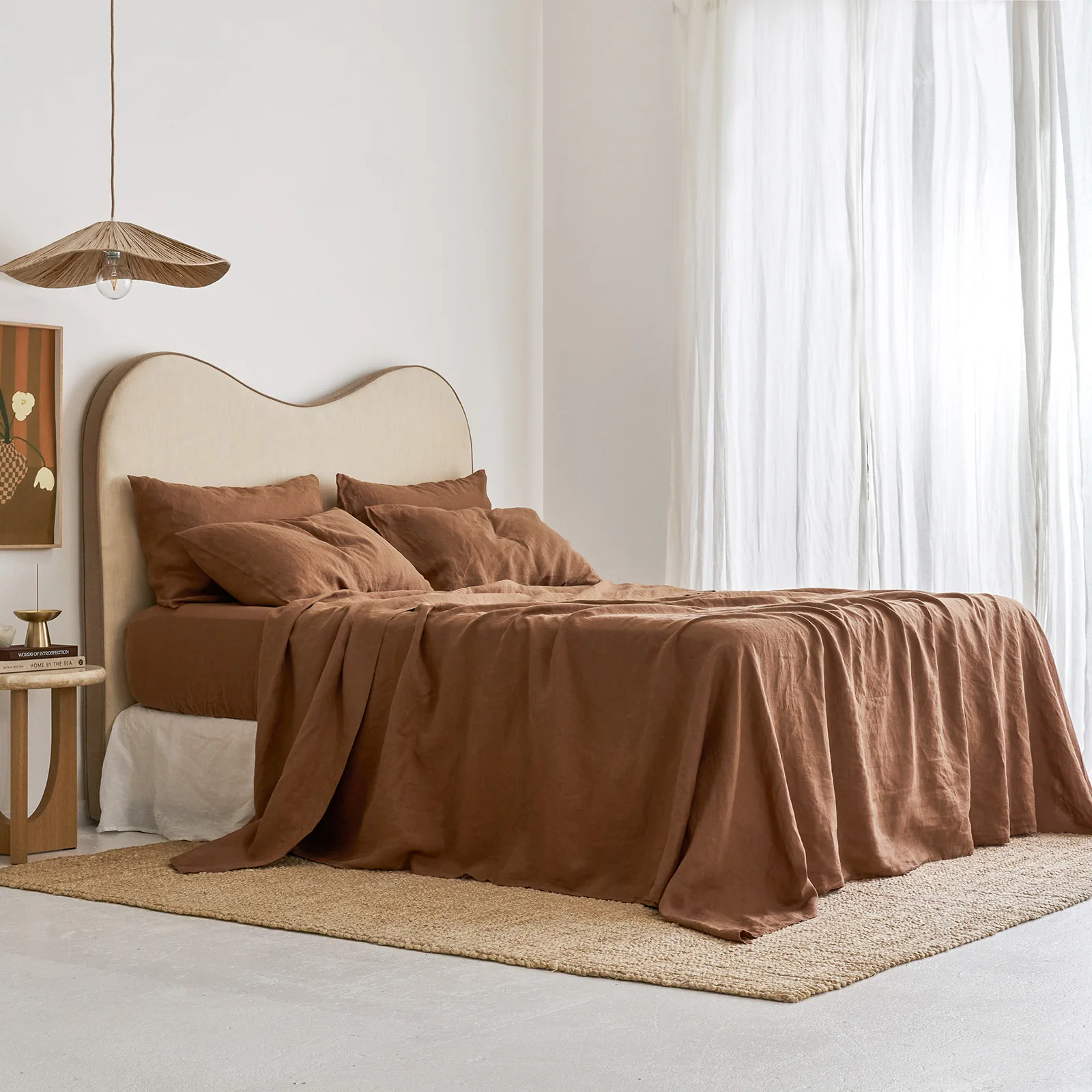 French Flax Linen Fitted Sheet in Hazelnut - Image 7