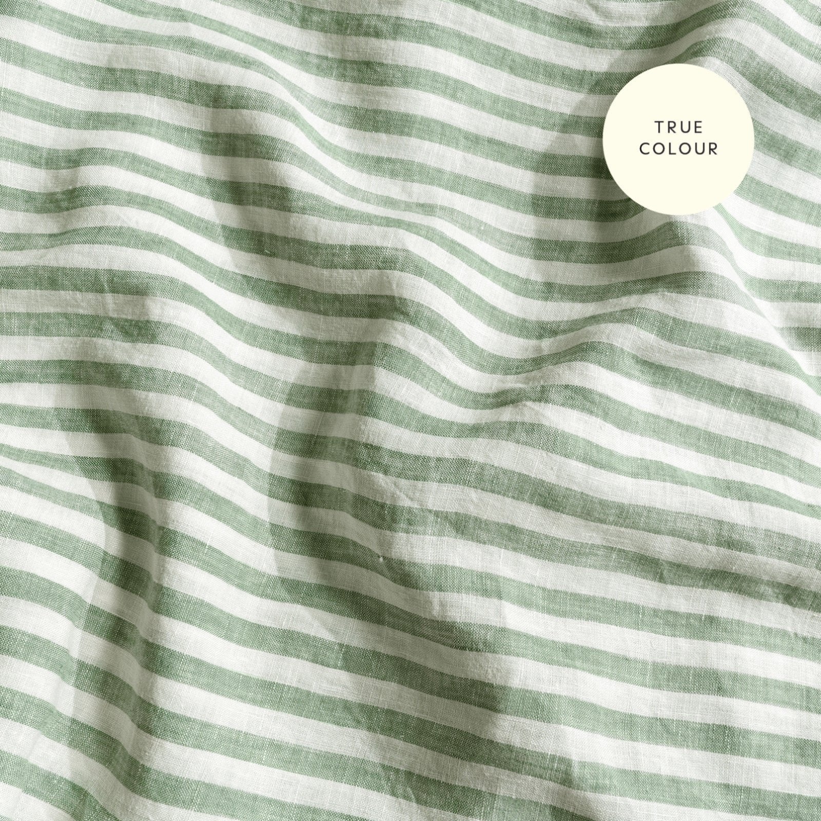 French Flax Linen Fitted Sheet in Ivy Stripe - Image 9