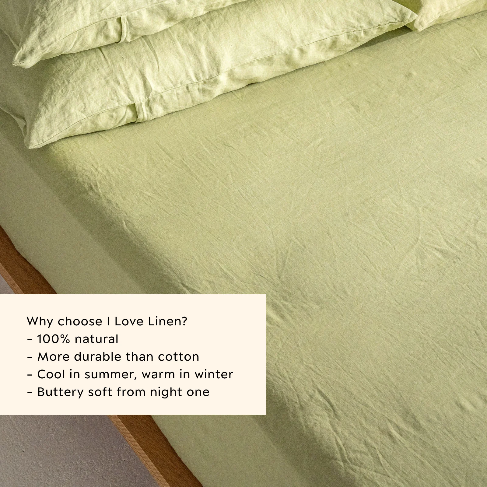 French Flax Linen Fitted Sheet in Matcha - Image 6