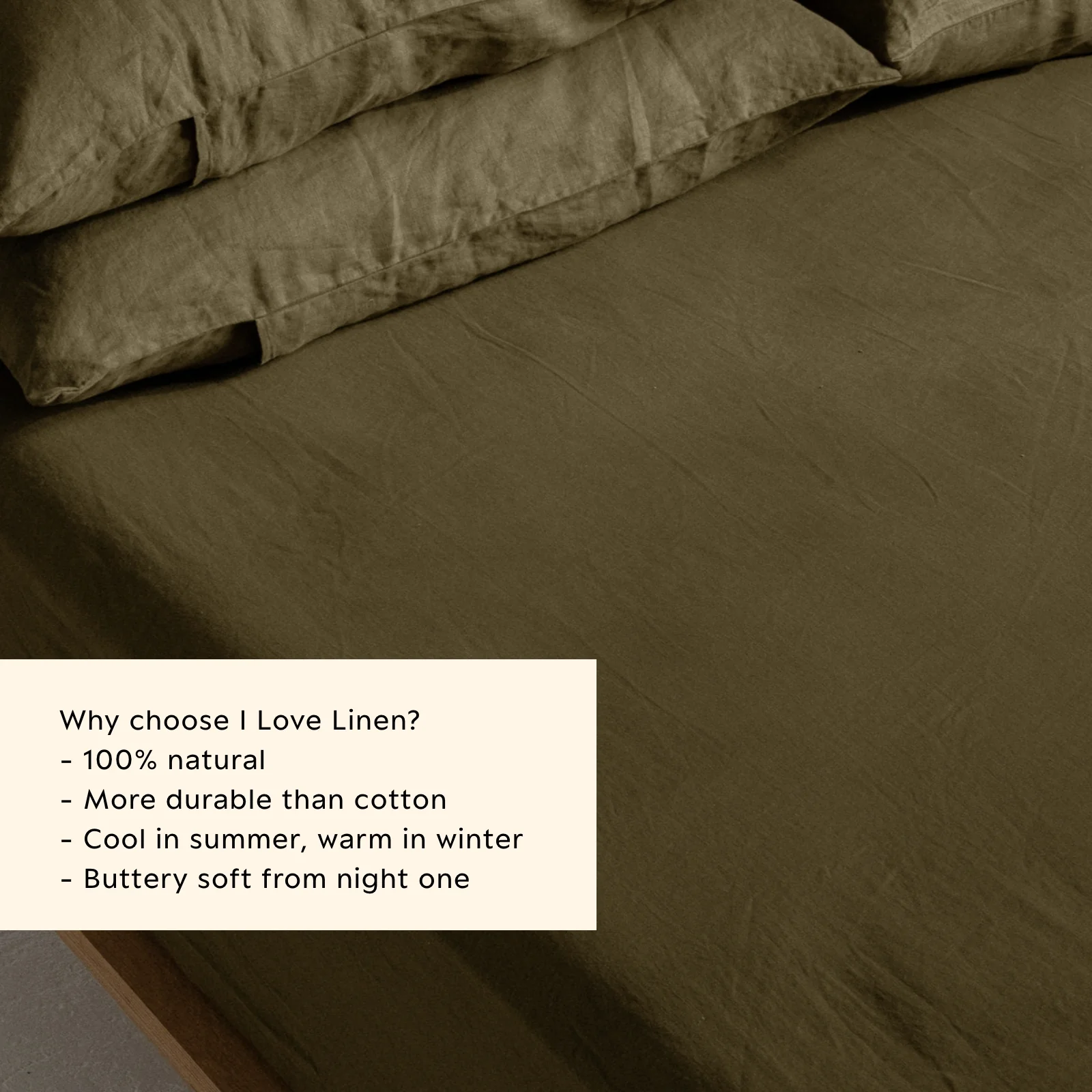 French Flax Linen Fitted Sheet in Olive - Image 3