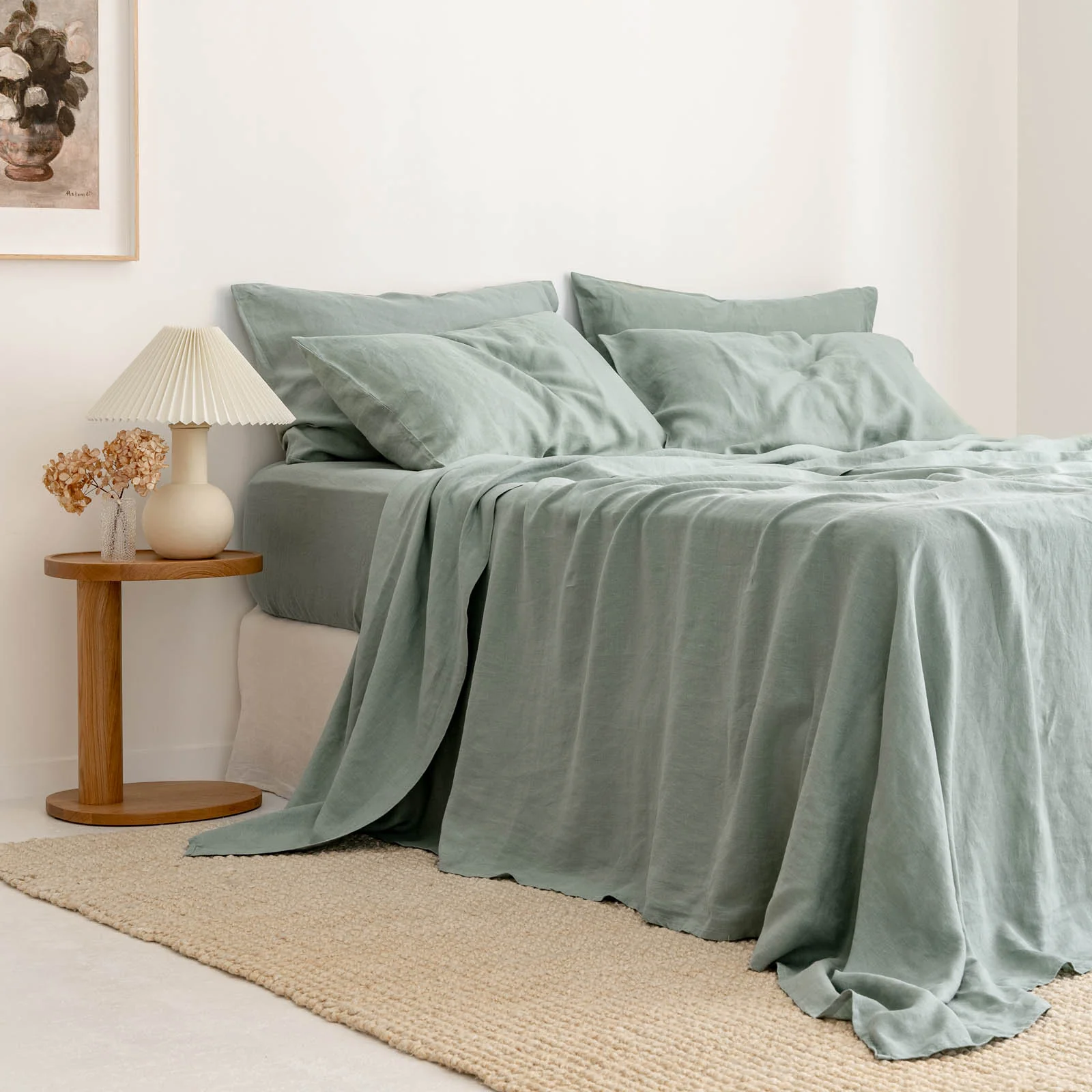 French Flax Linen Fitted Sheet in Sage - Image 8