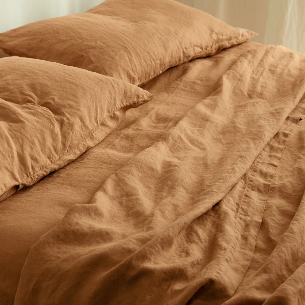 French Flax Linen Fitted Sheet in Sandalwood - Image 2