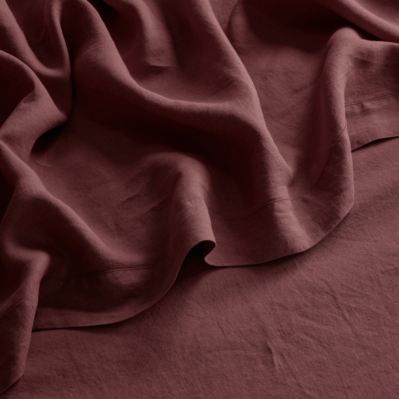 French Flax Linen Flat Sheet in Cherrywood