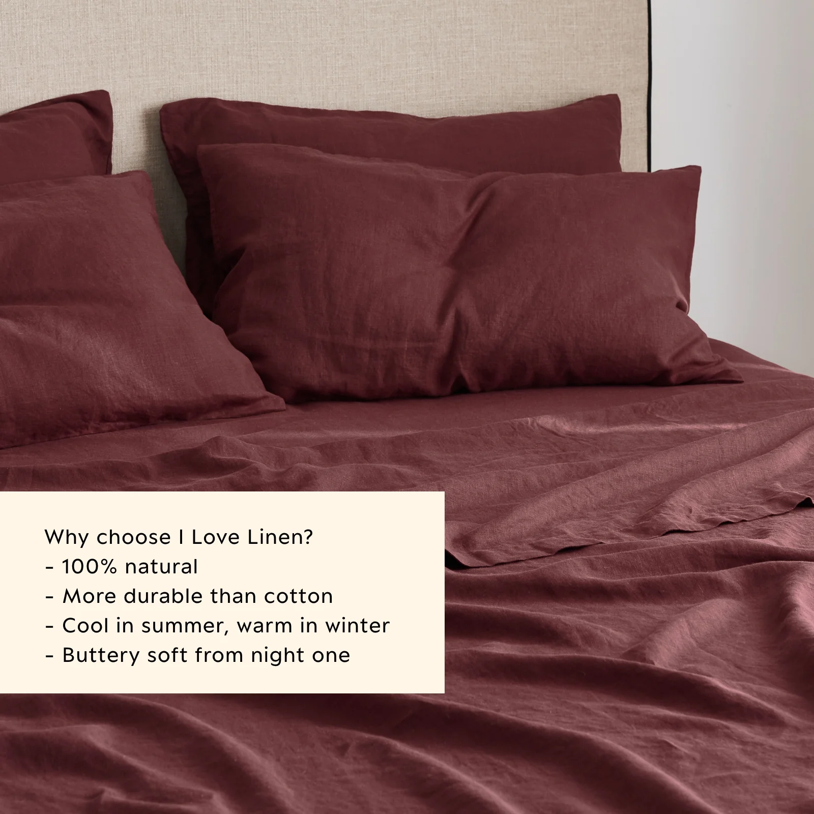 French Flax Linen Flat Sheet in Cherrywood - Image 5