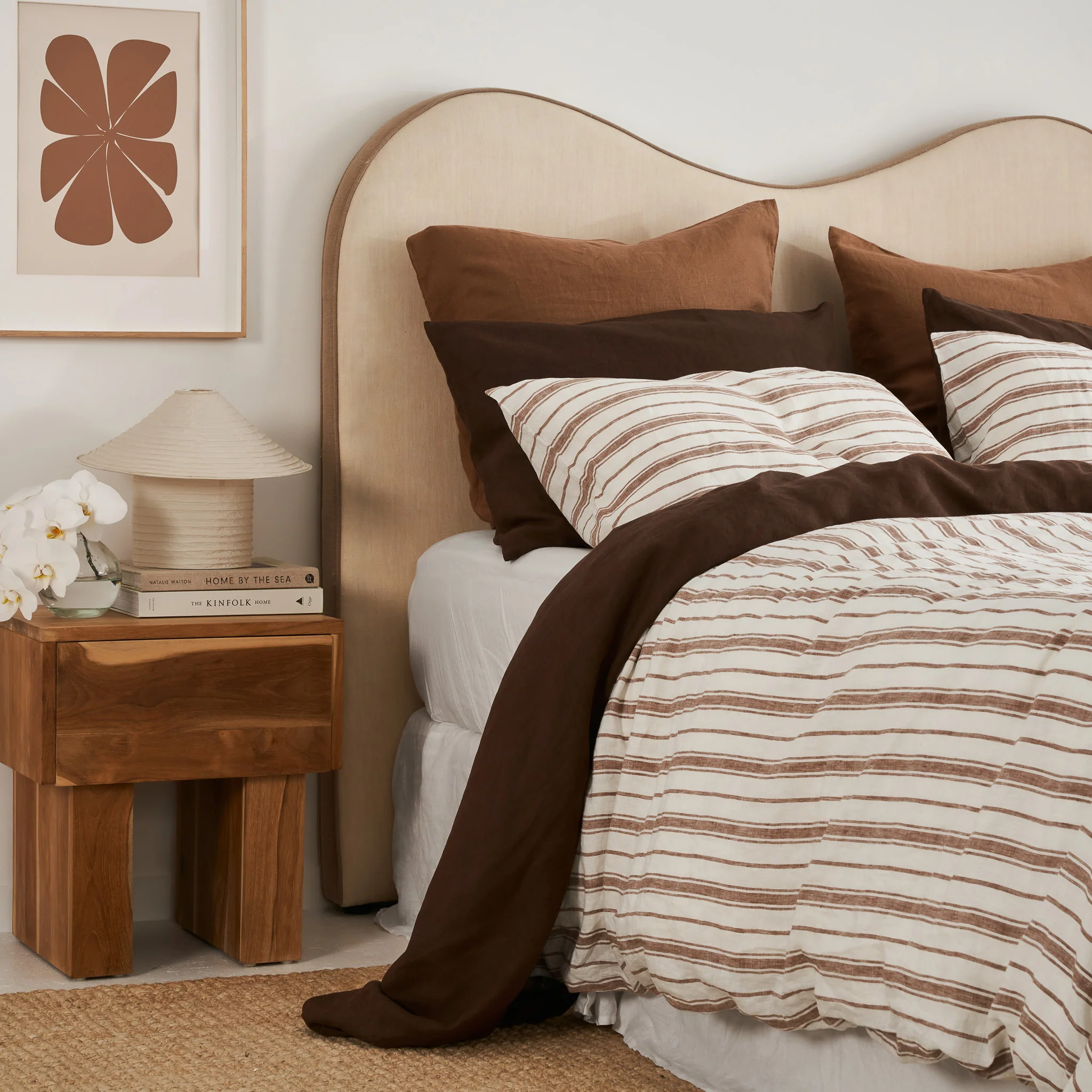 French Flax Linen Flat Sheet in Chocolate - Image 9