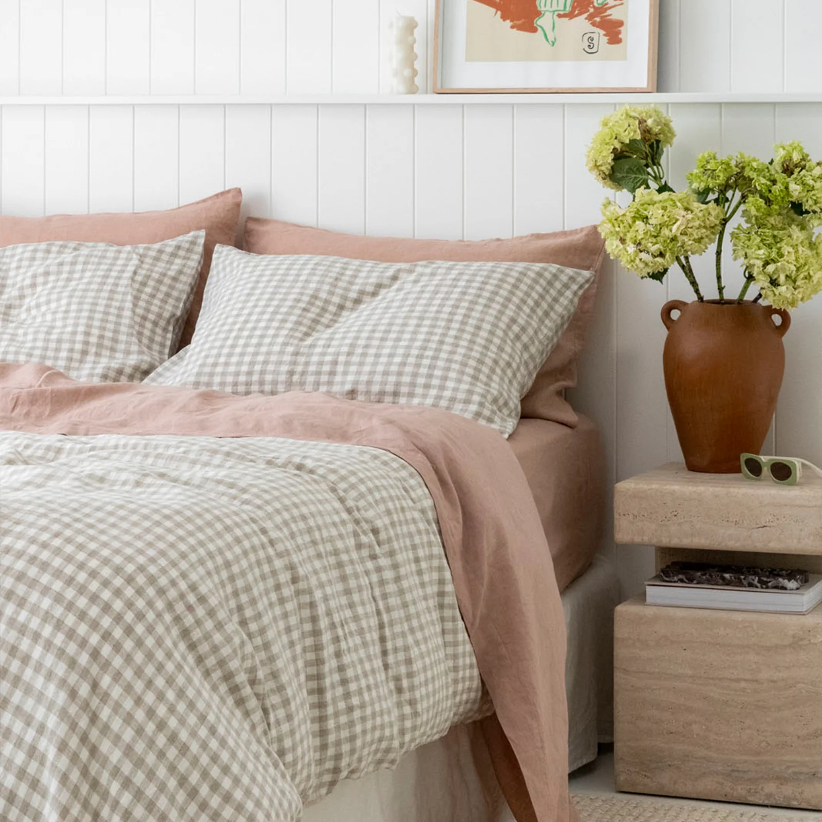 French Flax Linen Flat Sheet in Clay - Image 8