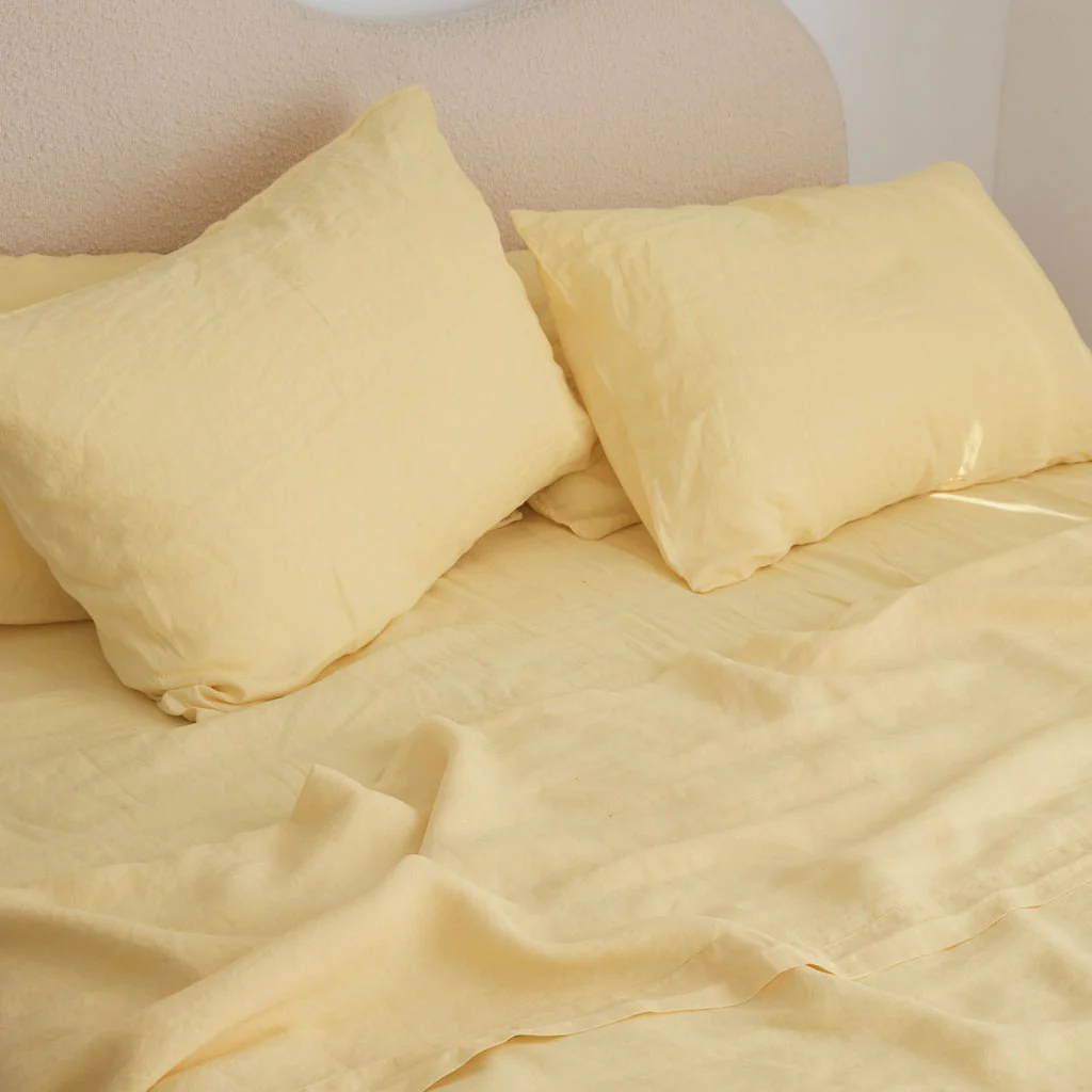 French Flax Linen Flat Sheet in Daisy - Image 4