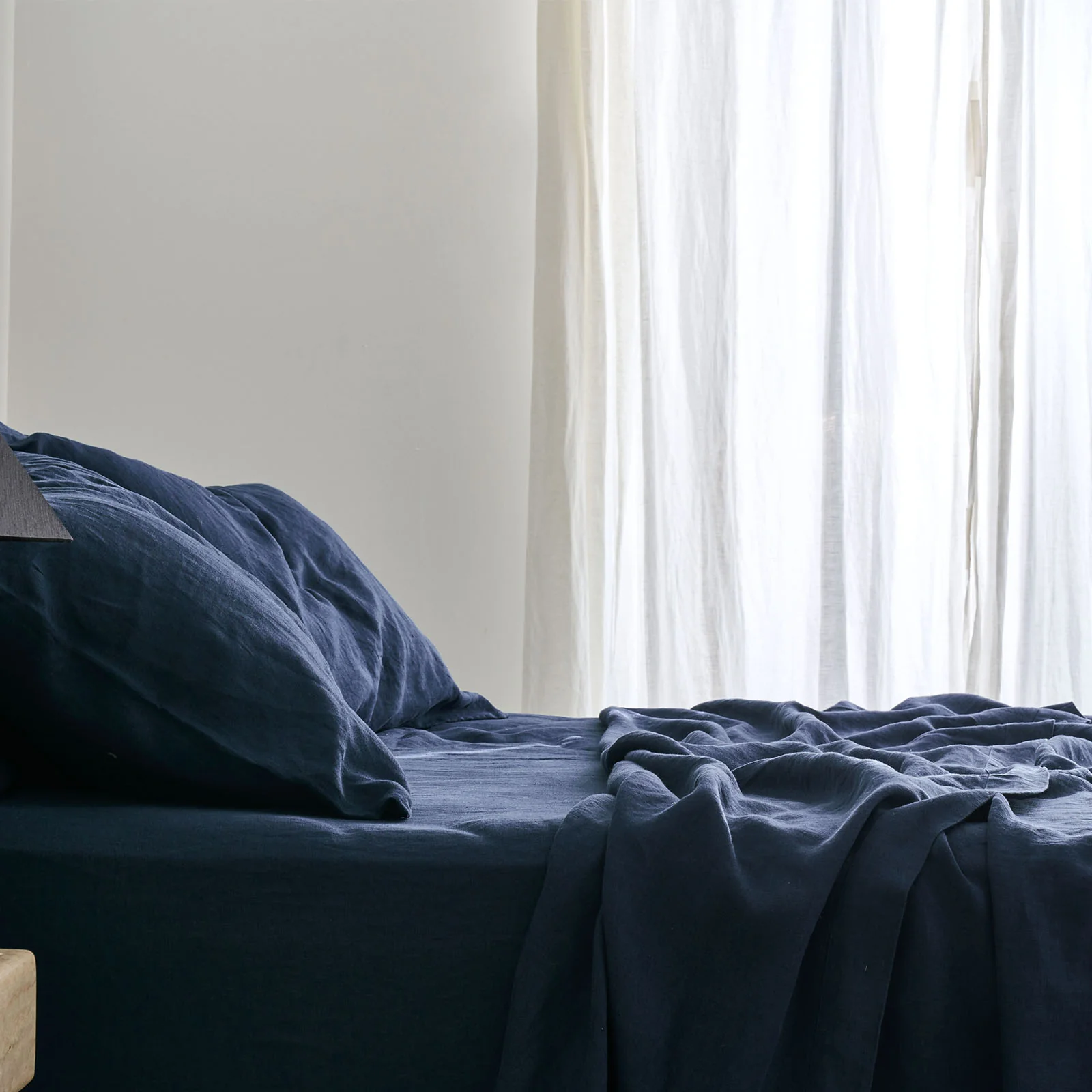 French Flax Linen Flat Sheet in Indigo - Image 5