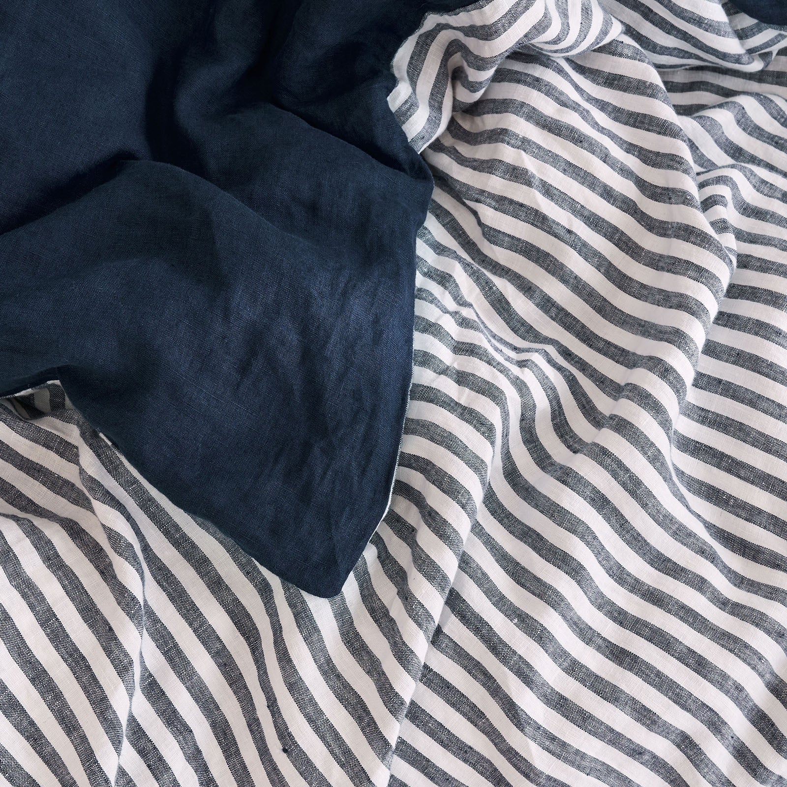 French Flax Linen Flat Sheet in Indigo - Image 9