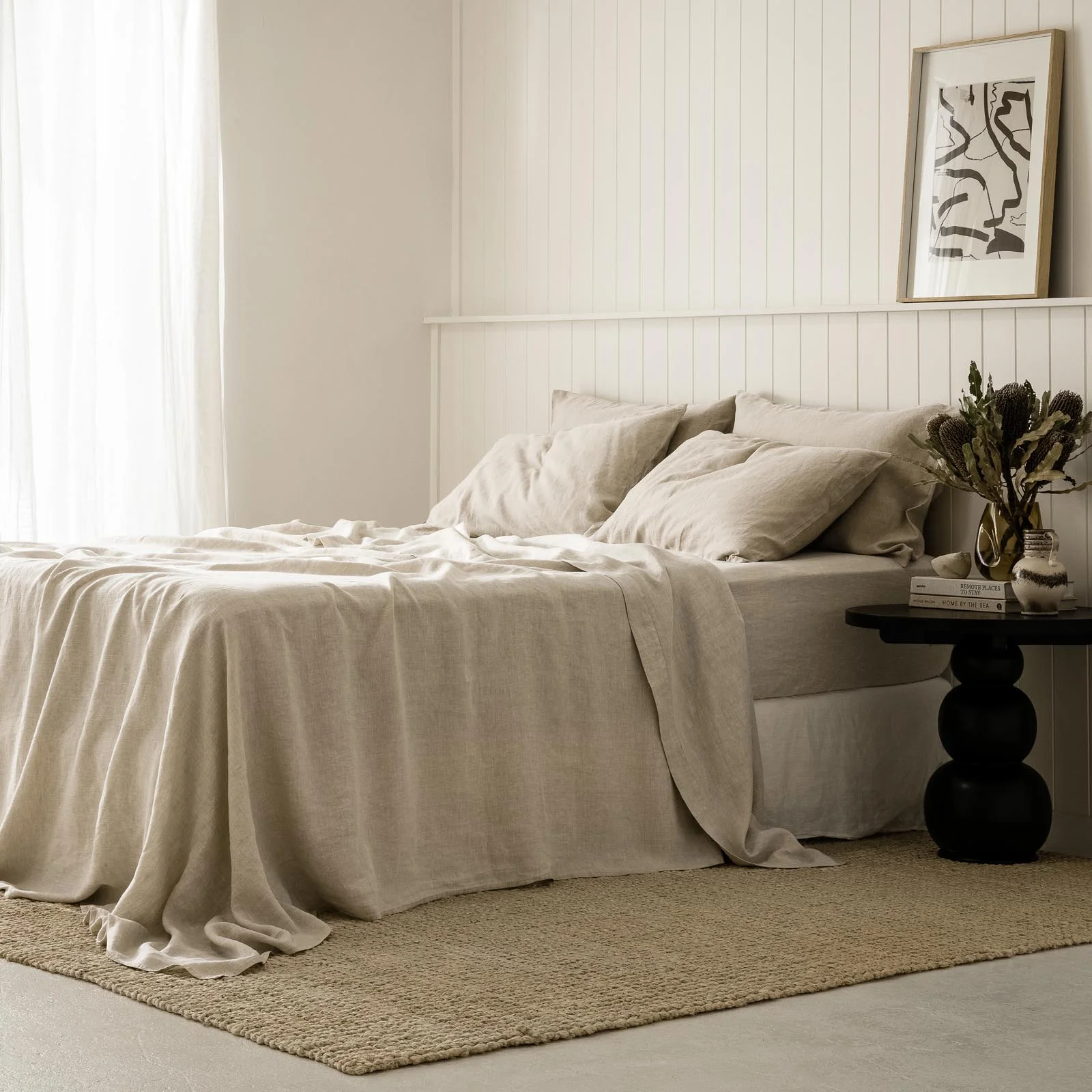 French Flax Linen Flat Sheet in Natural - Image 4