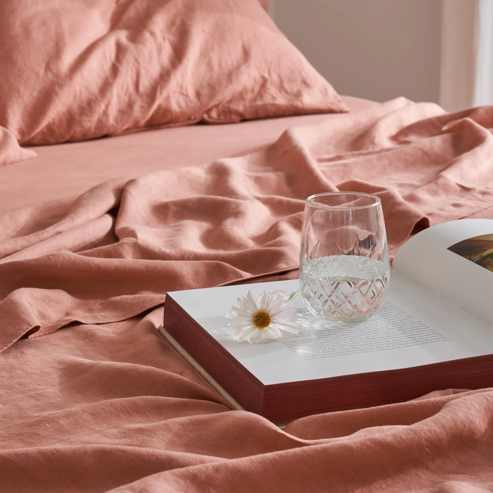 French Flax Linen Flat Sheet in Rosa - Image 4