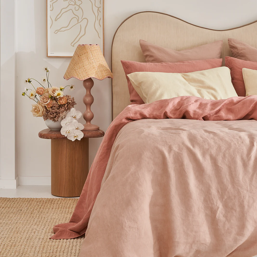 French Flax Linen Flat Sheet in Rosa - Image 9