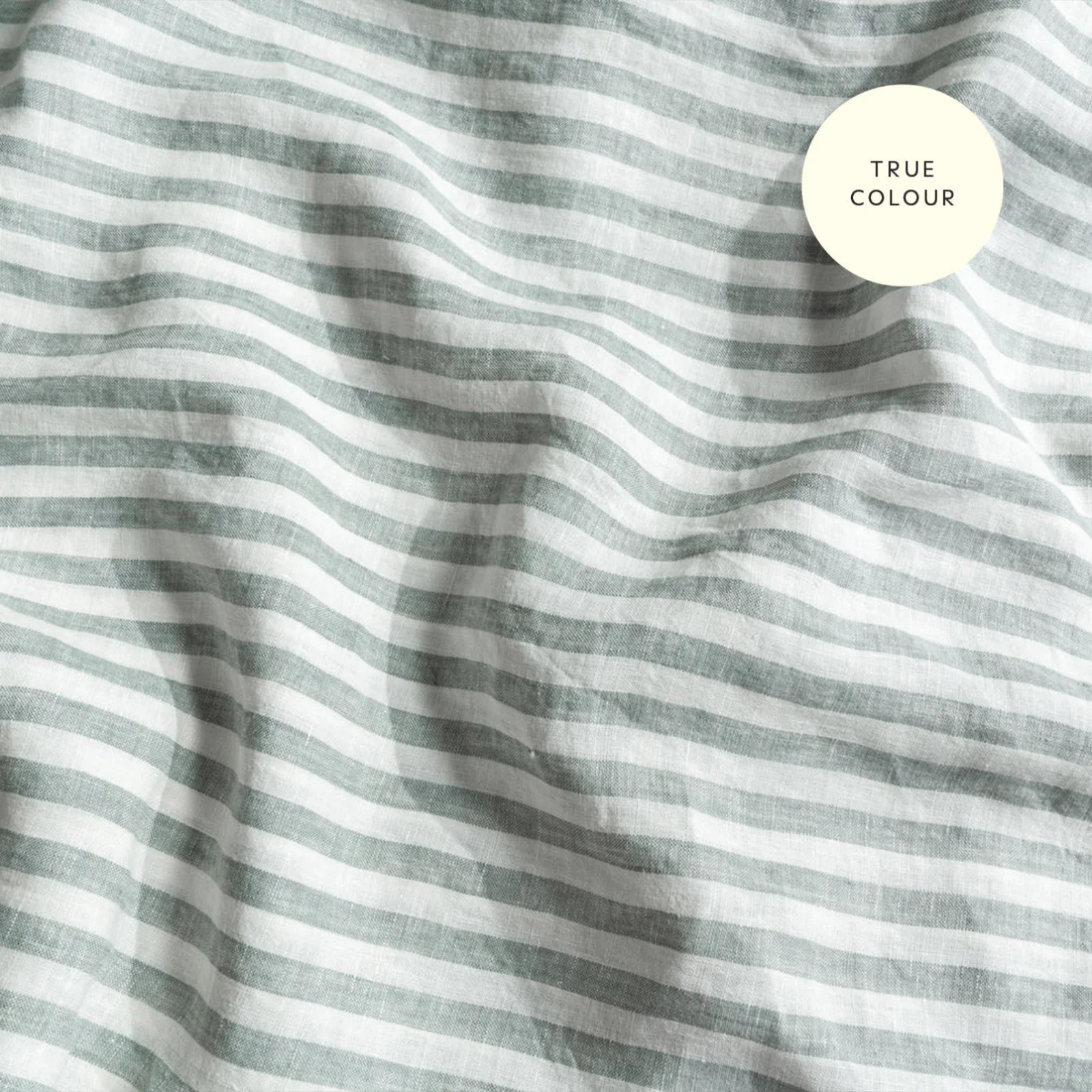 French Flax Linen Flat Sheet in Sage Stripe - Image 10
