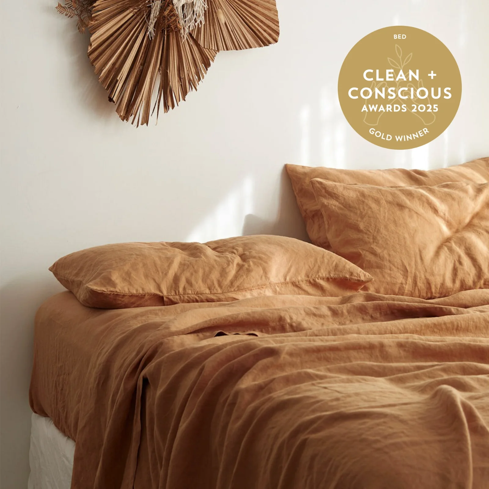 French Flax Linen Flat Sheet in Sandalwood - Image 3