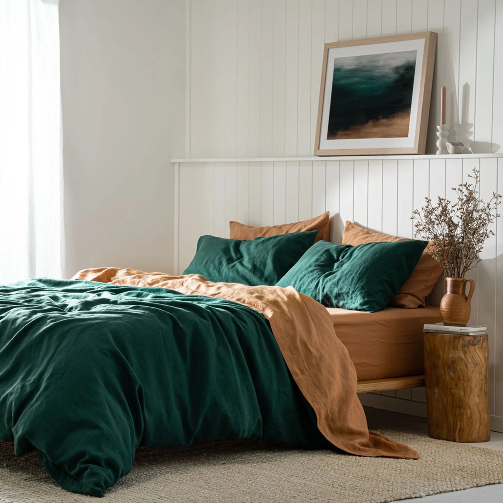 French Flax Linen Flat Sheet in Sandalwood - Image 5
