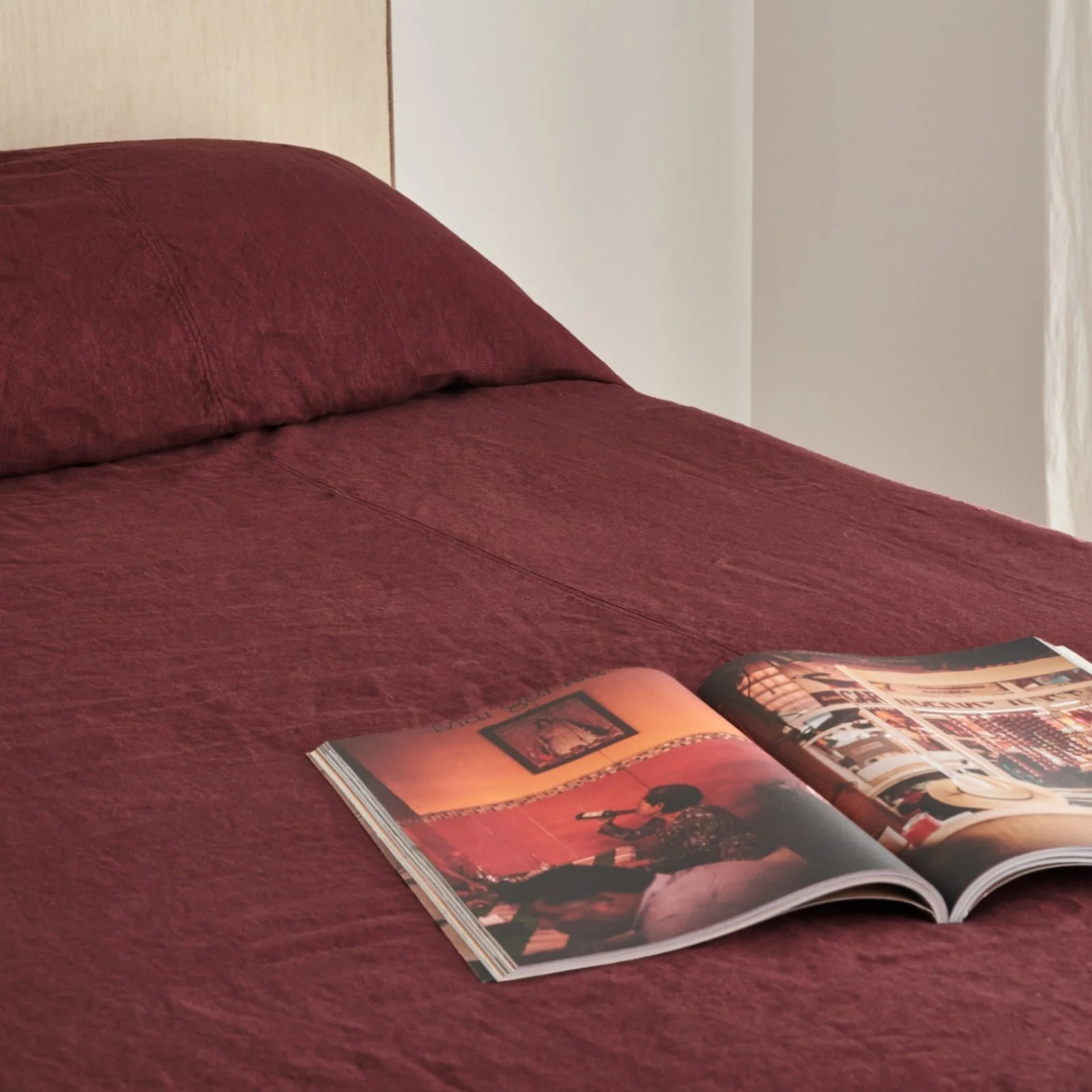 French Flax Linen Heavy Bed Cover in Cherrywood - Image 4