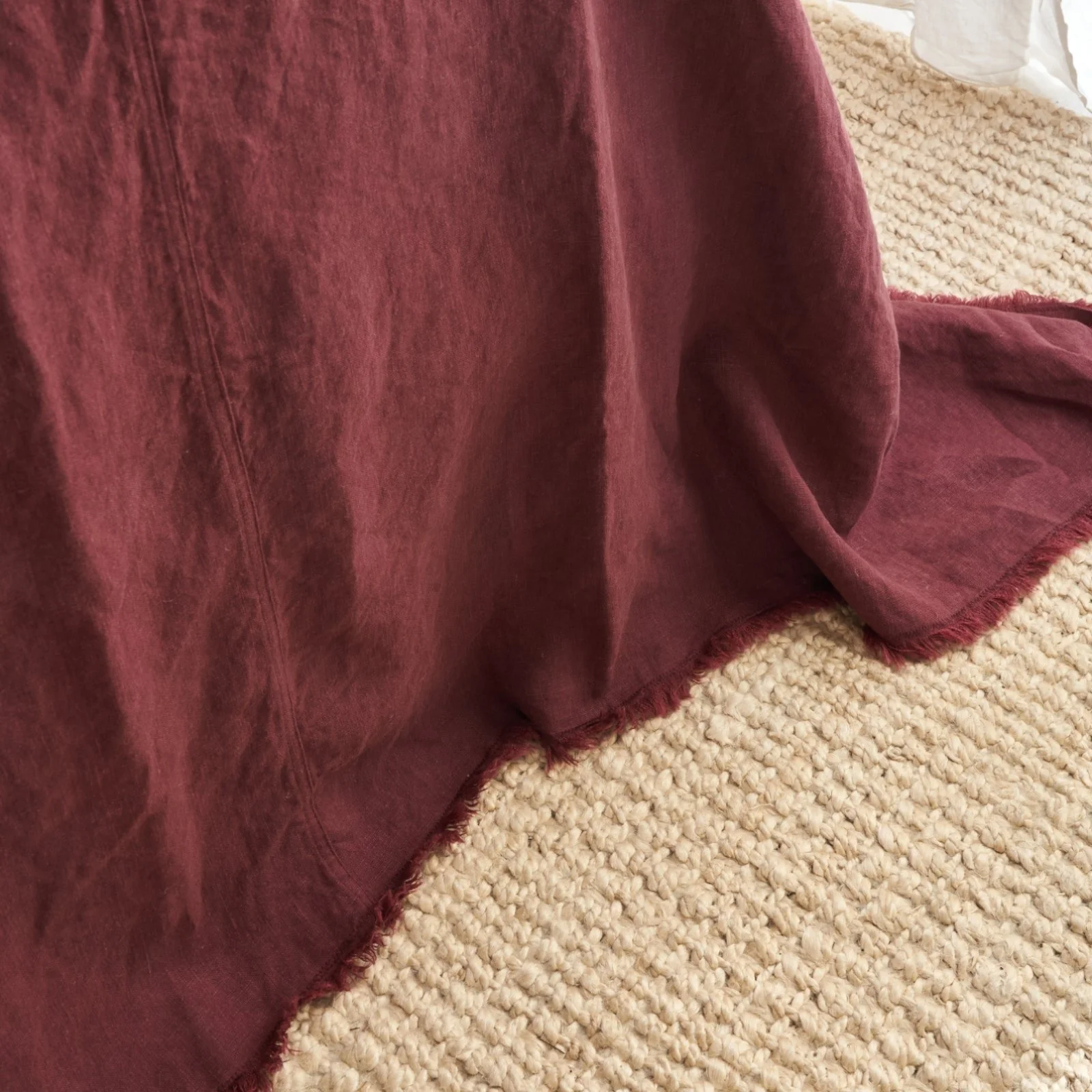 French Flax Linen Heavy Bed Cover in Cherrywood - Image 5