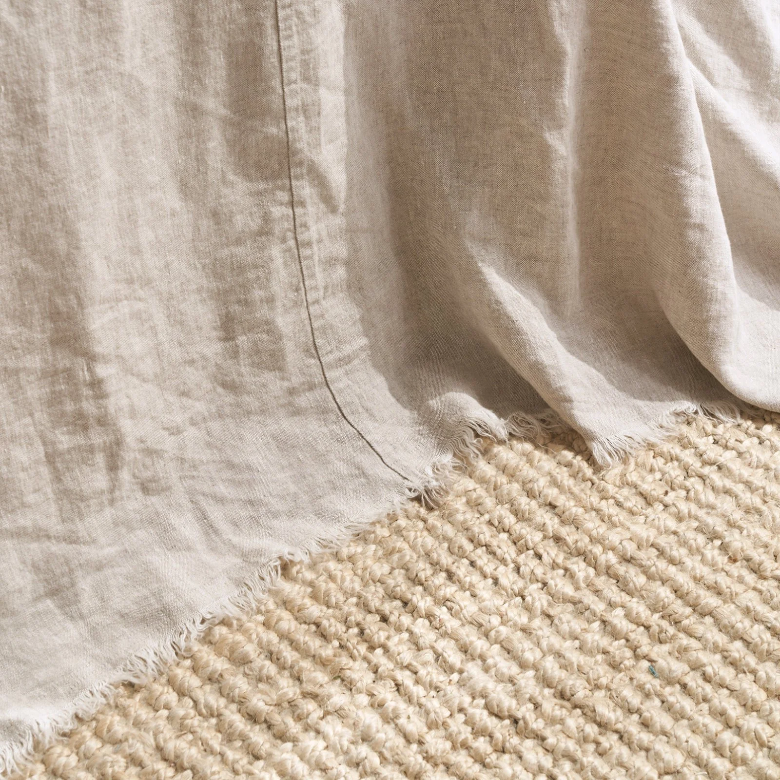 French Flax Linen Heavy Bedcover in Natural - Image 5