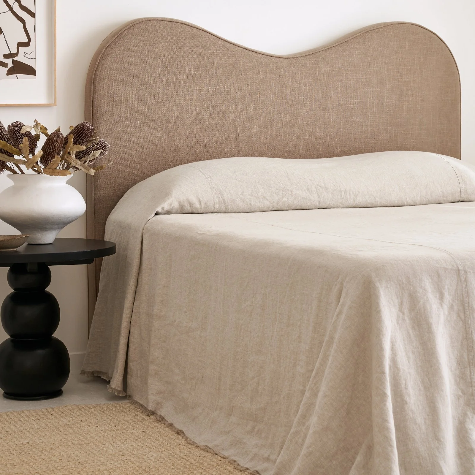 French Flax Linen Heavy Bedcover in Natural - Image 7