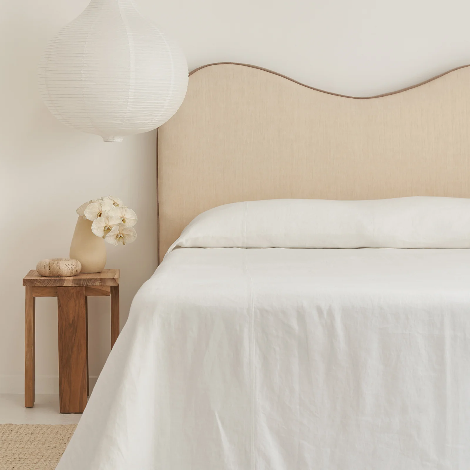 French Flax Linen Heavy Bedcover in White - Image 6