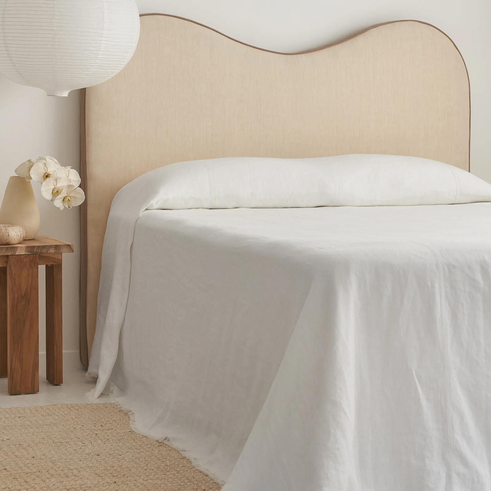 French Flax Linen Heavy Bedcover in White - Image 7