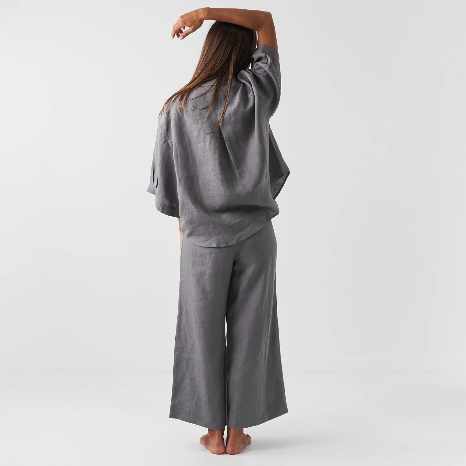 French Flax Linen Lounge Pant in Warm Grey - Image 2