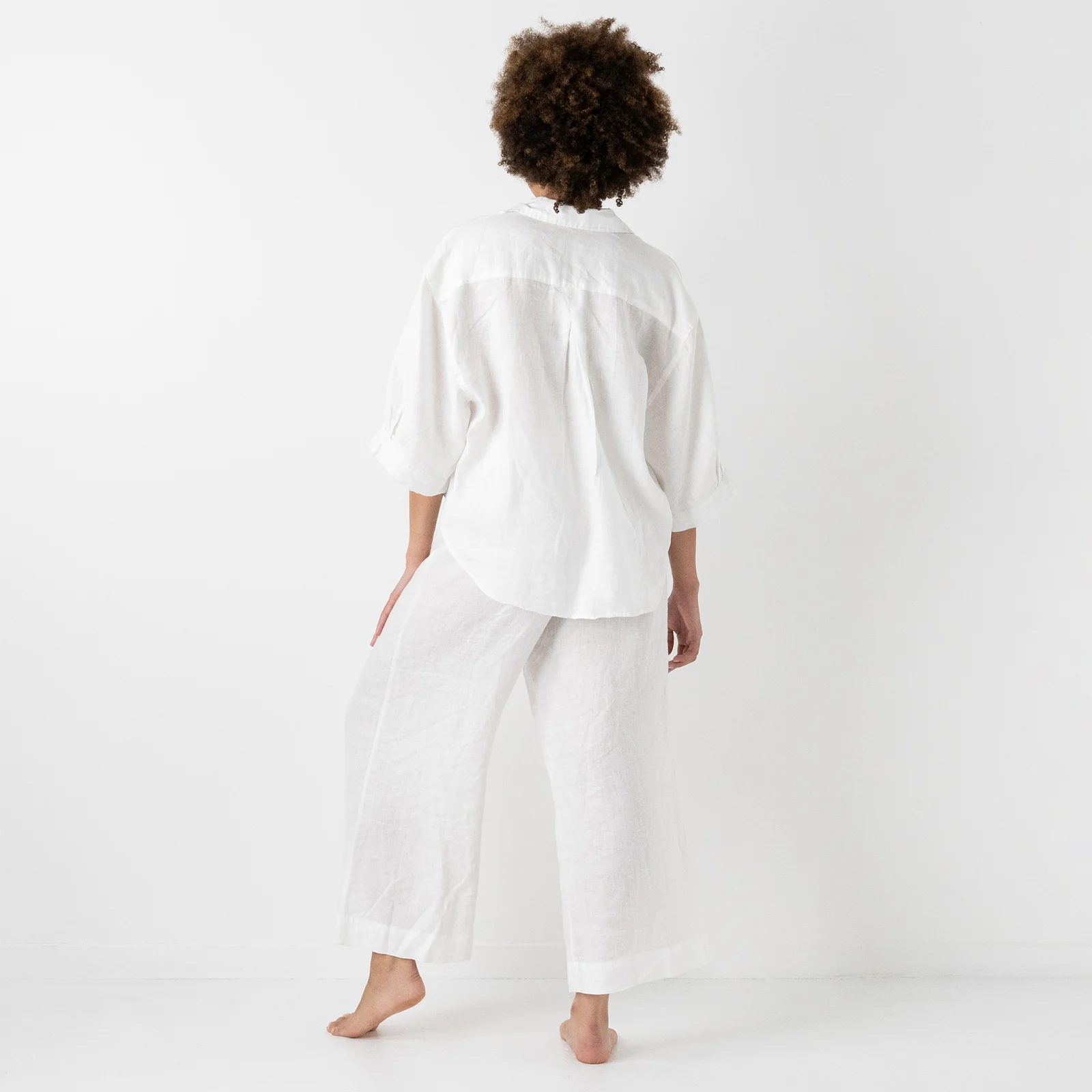 French Flax Linen Lounge Pant in White - Image 2
