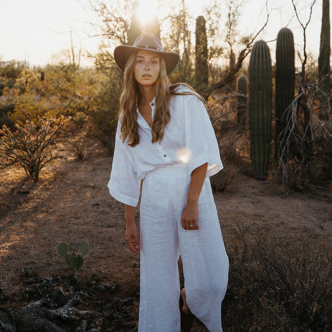 French Flax Linen Lounge Pant in White - Image 5
